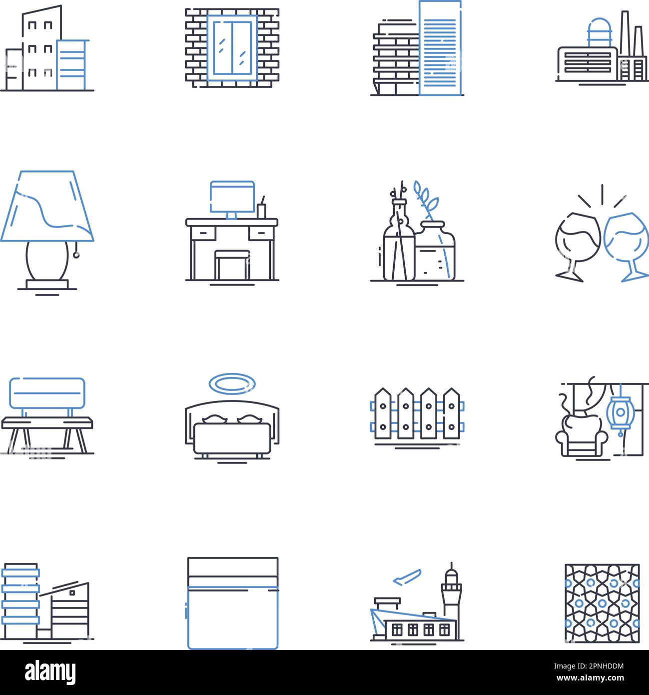 Collection d'icônes de maisons de ville et de maisons à sous. Architecture, Communauté, conception, urbain, résidentiel, Propriété, vecteur de développement et linéaire Illustration de Vecteur