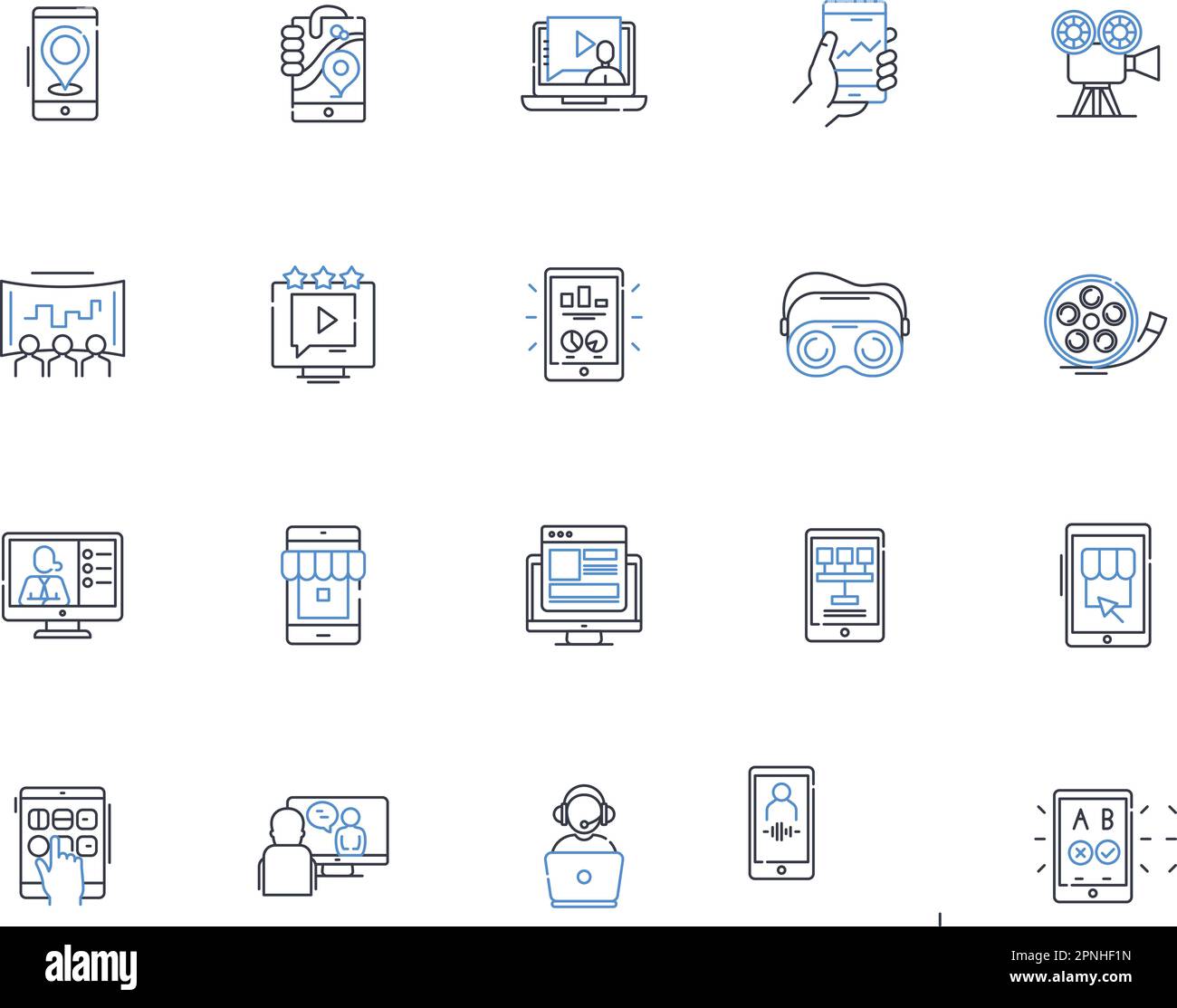 Collection d'icônes argentées. Cinéma, film, Hollywood, film, acteur, Director, scénario de capture d'écran et illustration linéaire. Superproduction, Premiere Illustration de Vecteur