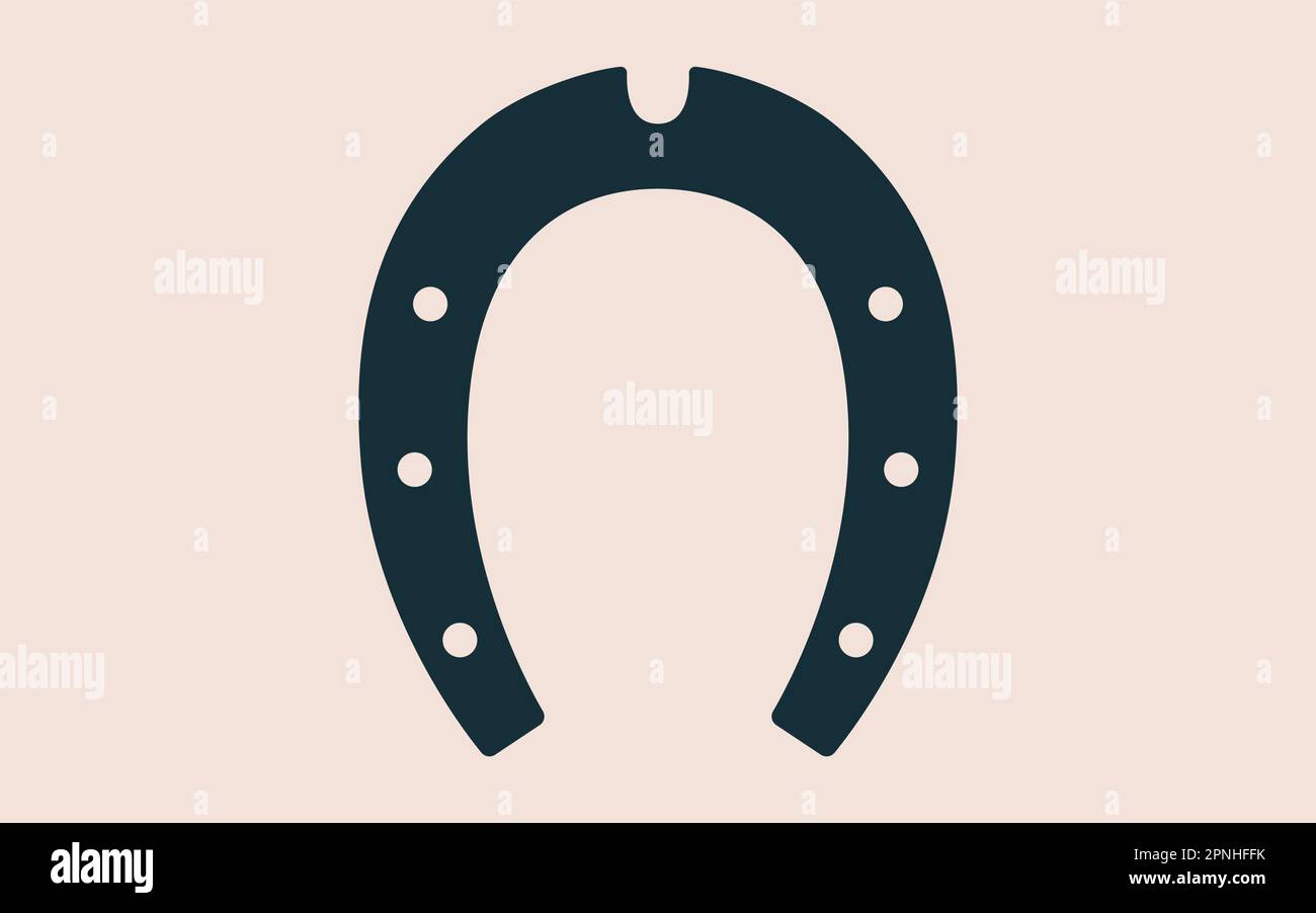 Signe de fer à cheval chanceux. Silhouette graphique simple fer à cheval sur fond blanc, bon jeu fer à cheval, symbole de bienvenue, motif vintage et symboles chanceux. Logo fortune en fer à cheval. Illustration vectorielle Illustration de Vecteur