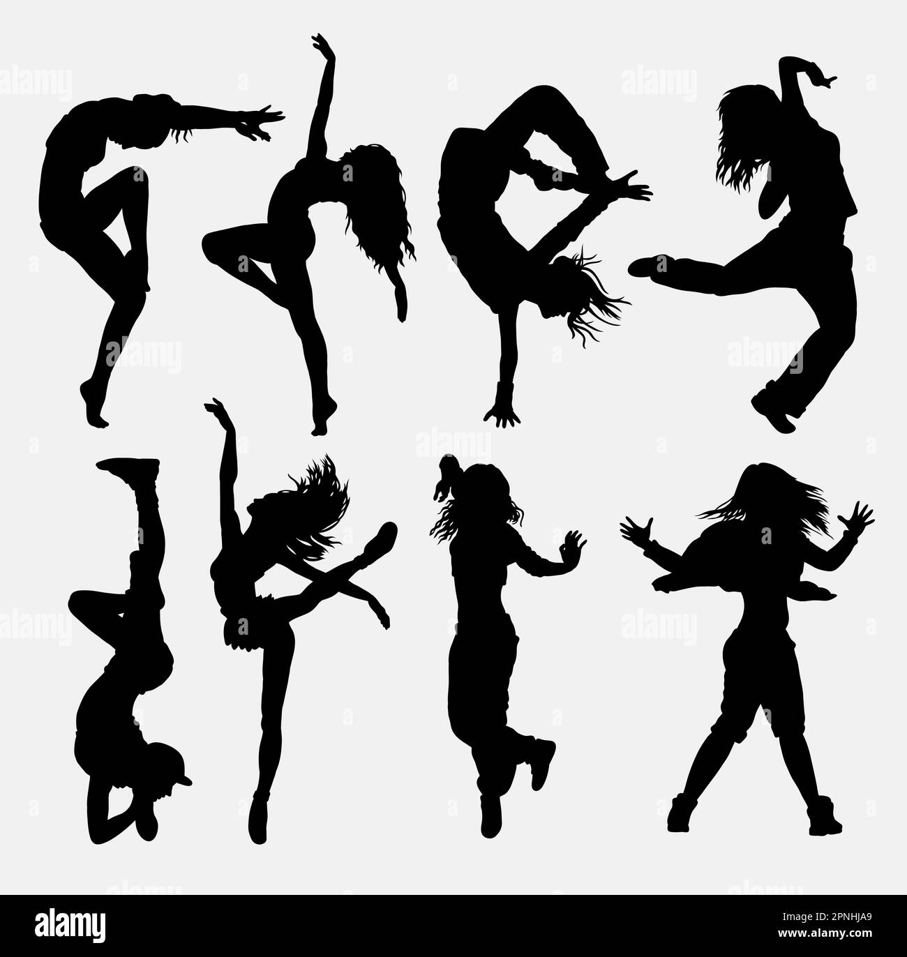 Danse fraîche 3. silhouette d'activité danseuse de fille. Bonne utilisation pour le symbole, l'icône Web, les éléments de jeu, le logo, le signe, mascotte, ou n'importe quel design que vous voulez Illustration de Vecteur