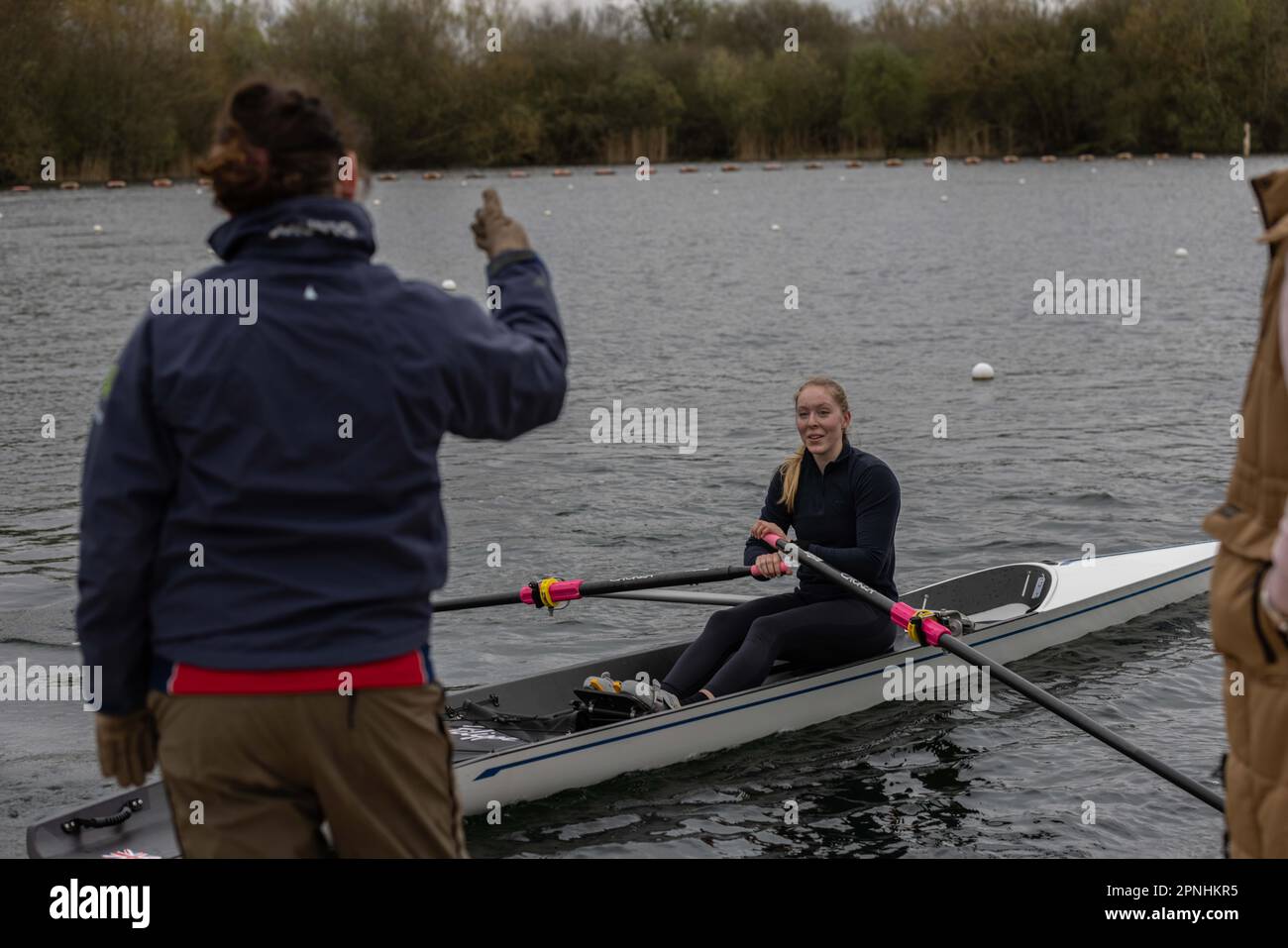 Les cours d'aviron de plage de Grande-Bretagne à Redgrave et Pinsent Rowing Lake, Caversham, Reading.pic montre Guin Batten, président de l'aviron côtier pour TeamGB Banque D'Images