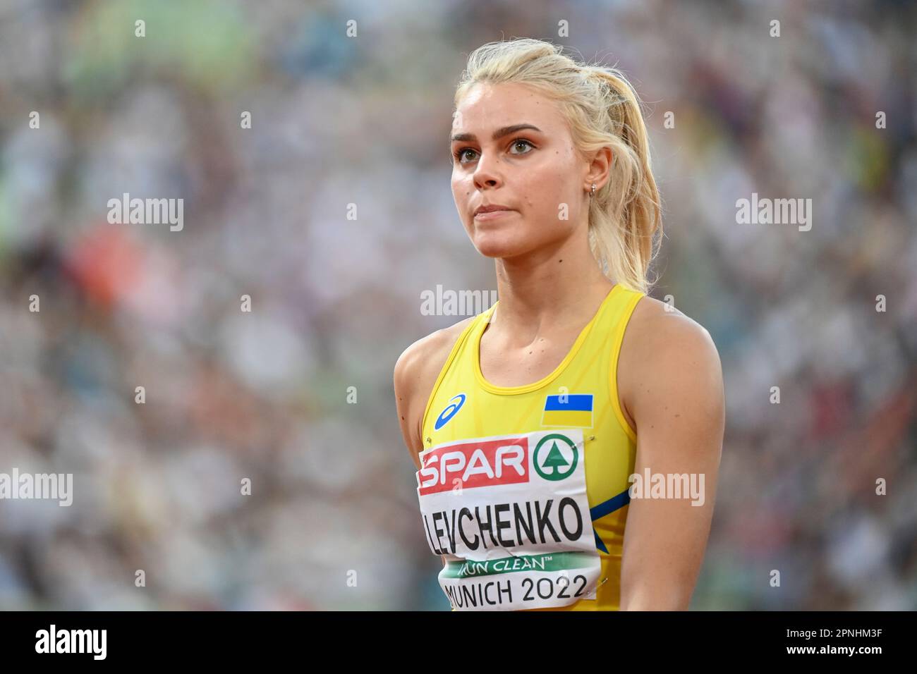 Yuliya Levchenko (Ukraine). Femmes High Jump. Championnats d'Europe Munich 2022 Banque D'Images