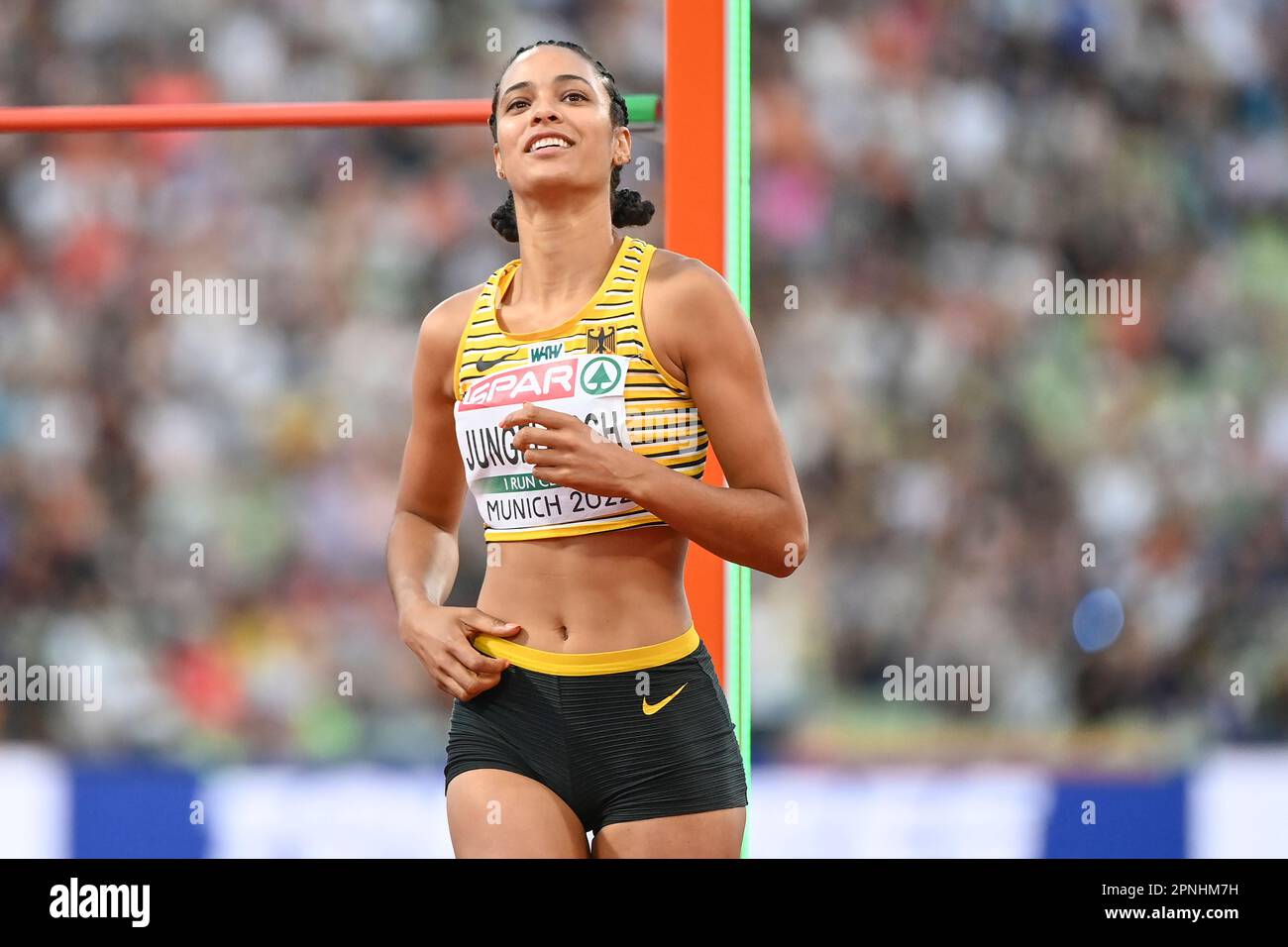 Marie-Laurence Jungfleisch (Allemagne), femmes High Jump. Championnats d'Europe Munich 2022 Banque D'Images