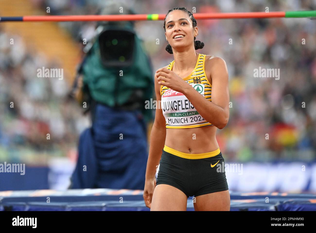 Marie-Laurence Jungfleisch (Allemagne), femmes High Jump. Championnats d'Europe Munich 2022 Banque D'Images