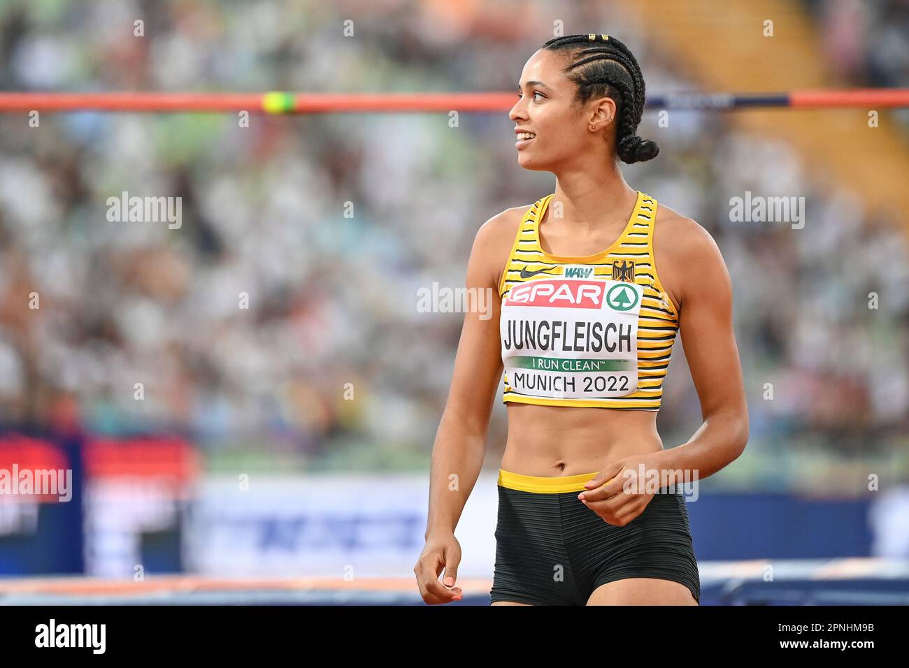 Marie-Laurence Jungfleisch (Allemagne), femmes High Jump. Championnats d'Europe Munich 2022 Banque D'Images