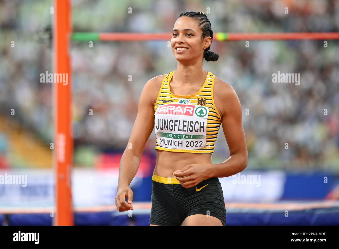 Marie-Laurence Jungfleisch (Allemagne), femmes High Jump. Championnats d'Europe Munich 2022 Banque D'Images