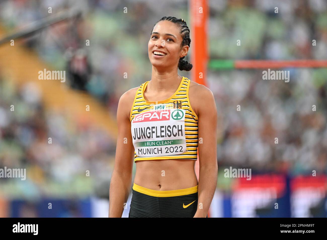 Marie-Laurence Jungfleisch (Allemagne), femmes High Jump. Championnats d'Europe Munich 2022 Banque D'Images