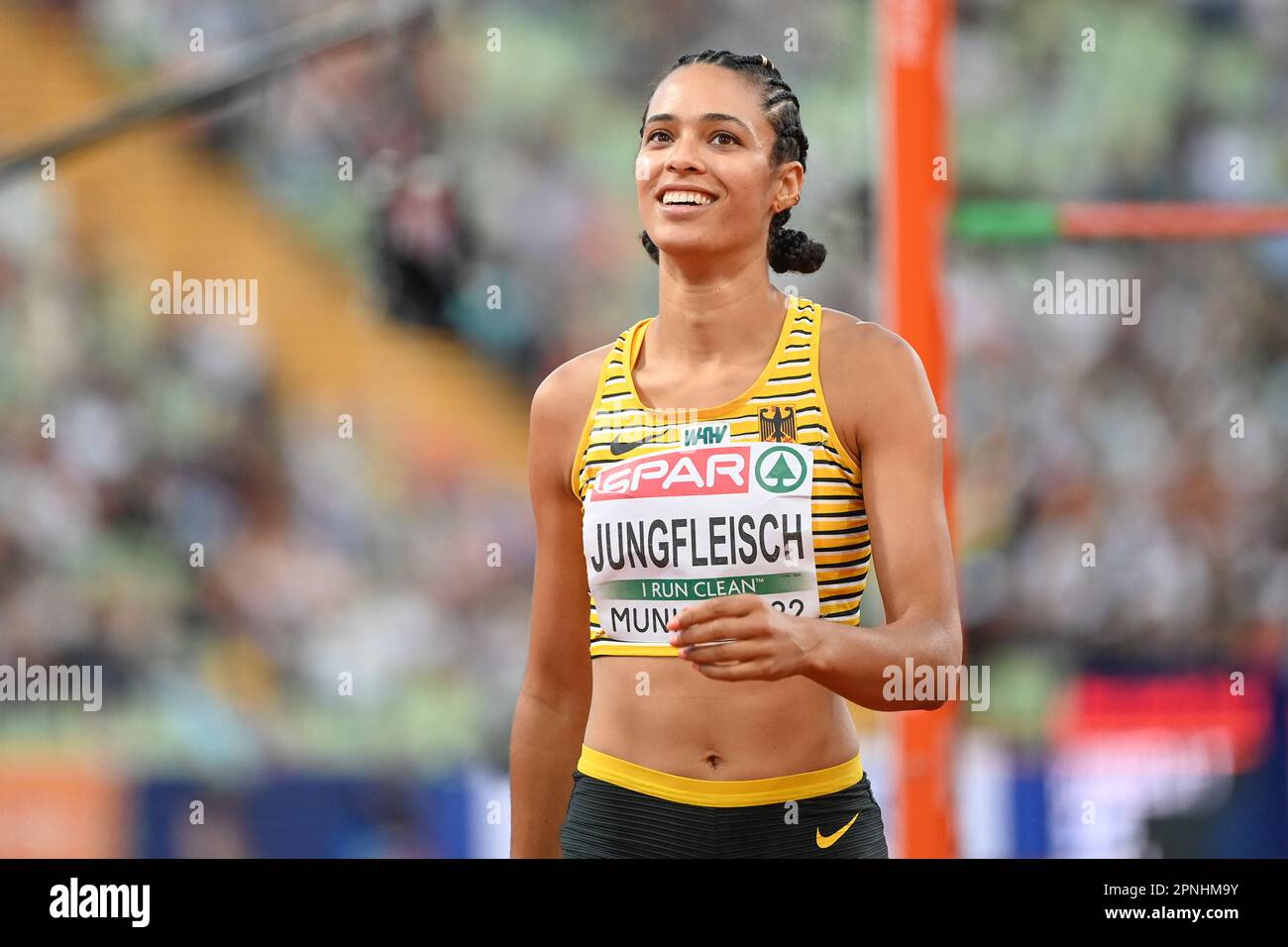 Marie-Laurence Jungfleisch (Allemagne), femmes High Jump. Championnats d'Europe Munich 2022 Banque D'Images