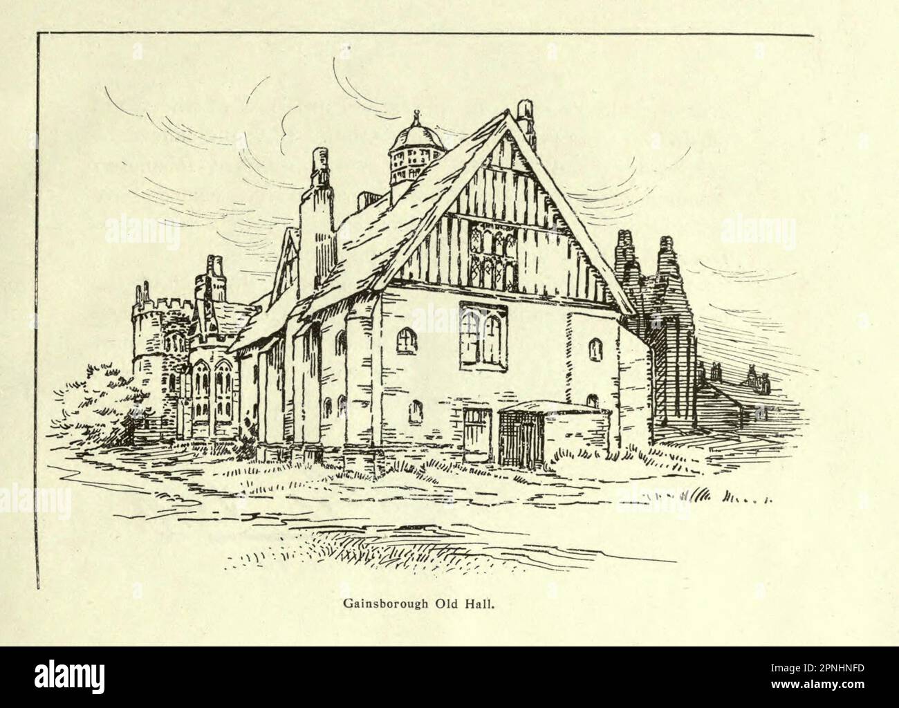 Gainsborough Old Hall du livre « Homes and Haunts of the Pilgrim Pères » d'Alexander MacKennal, 1835-1904; et révisé par Howell Elvet Lewis, Date de publication 1920 Éditeur London, The religieux tractus Society Banque D'Images