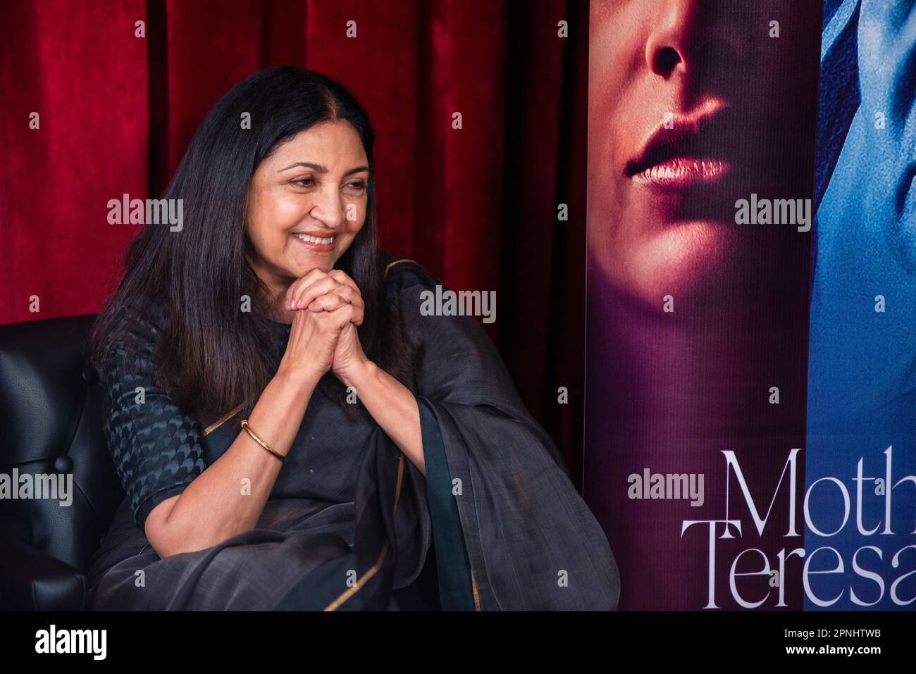 New Delhi, Inde. 19th avril 2023. L'actrice indienne Deepti Naval assiste à une rencontre de presse sur son prochain film mère Teresa et moi, New Delhi. Crédit : SOPA Images Limited/Alamy Live News Banque D'Images