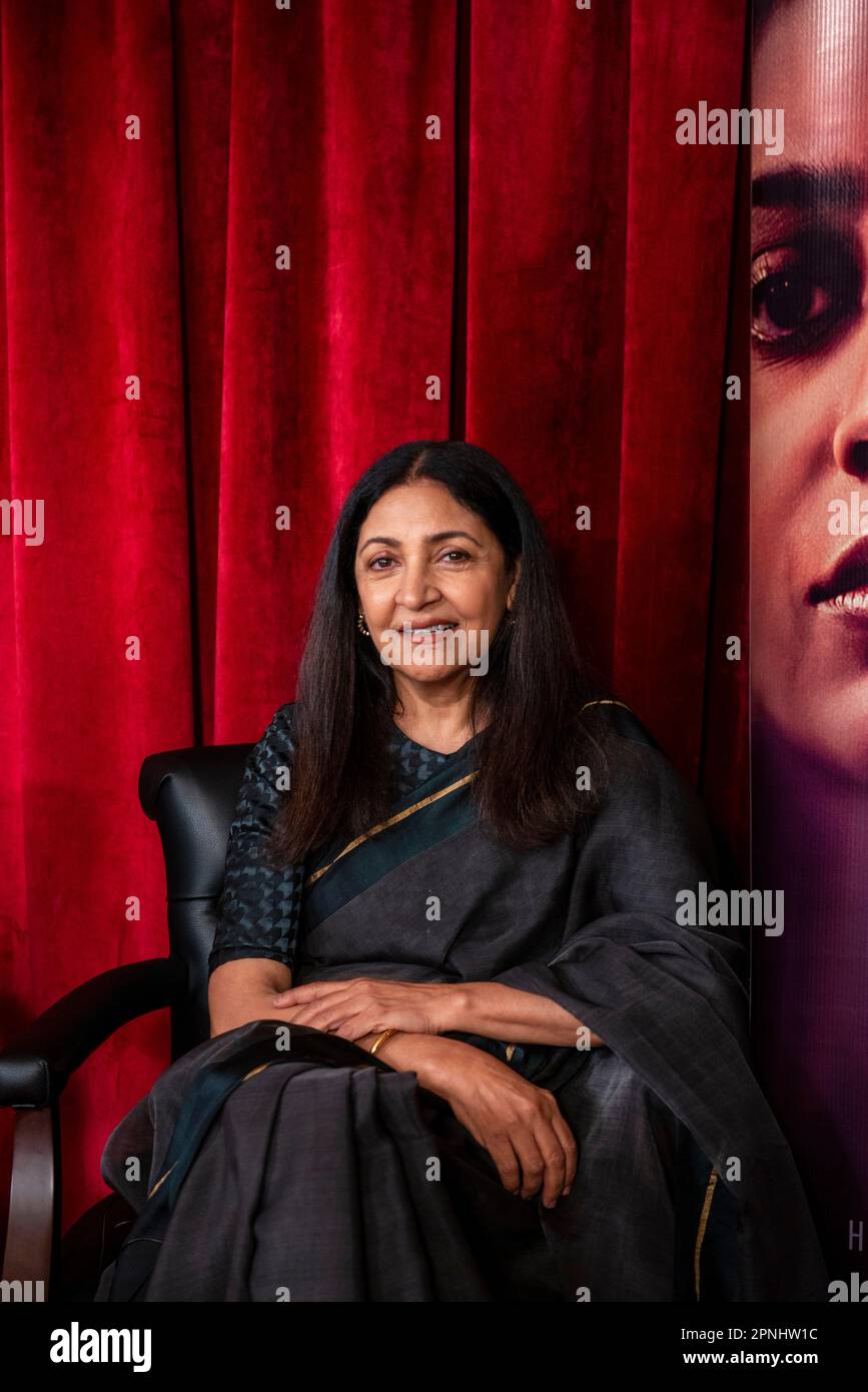 New Delhi, Inde. 19th avril 2023. L'actrice indienne Deepti Naval pose pour la photo lors de la rencontre presse sur son prochain film mère Teresa et moi, New Delhi. Crédit : SOPA Images Limited/Alamy Live News Banque D'Images