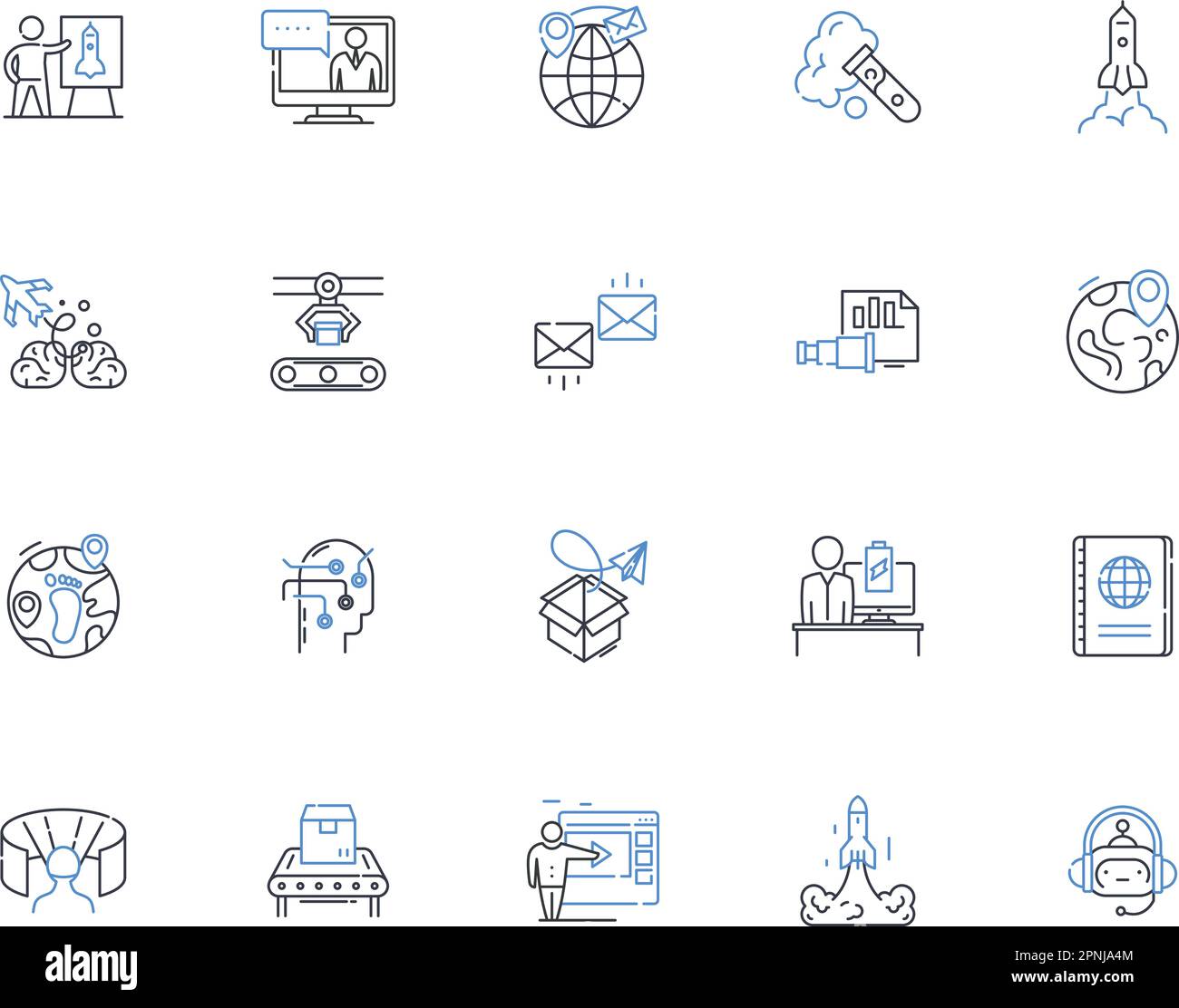 Collection d'icônes de ligne modernisations. Innovation, mises à niveau, réorganisation, améliorations, progression, Avancées, rénovations vecteur et linéaire Illustration de Vecteur