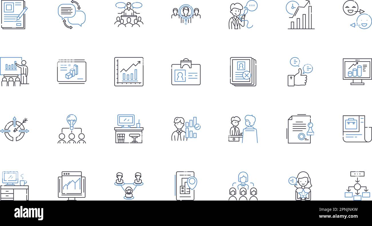 Collection d'icônes de ligne de connexions professionnelles. Nerking, alliances, relations, collaborations, partenariats, Coopérations, synergies vecteur et linéaire Illustration de Vecteur