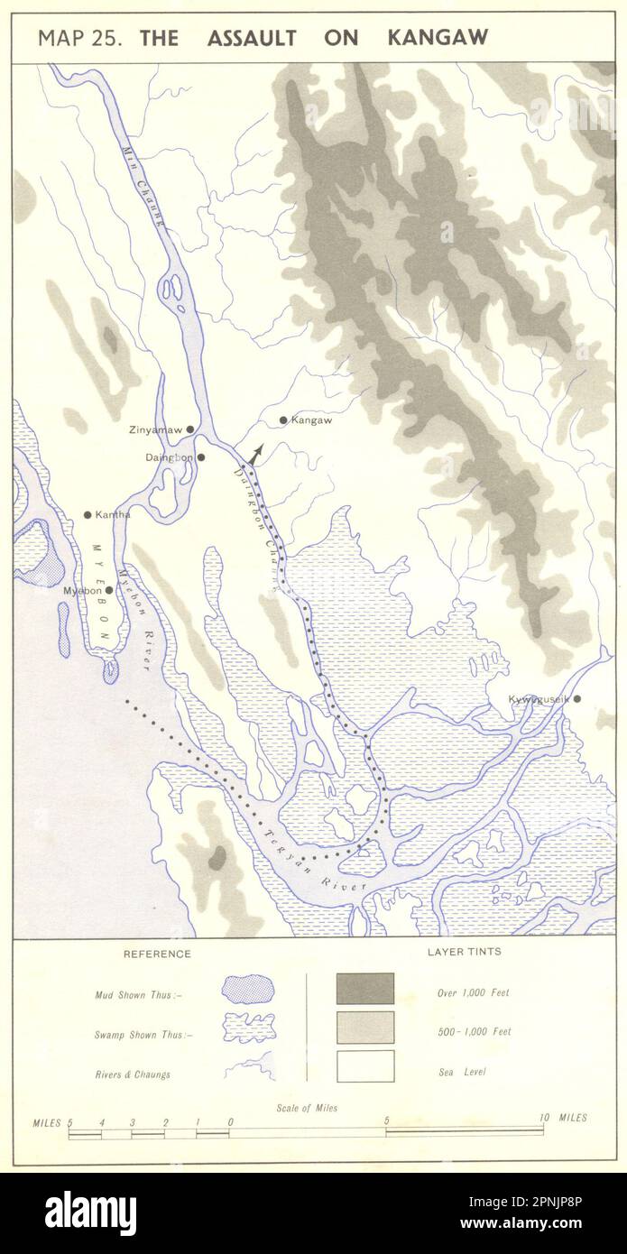 BIRMANIE. Décembre 1944 et janvier 1945. L'assaut sur l'ancienne carte de Kangaw 1951 Banque D'Images