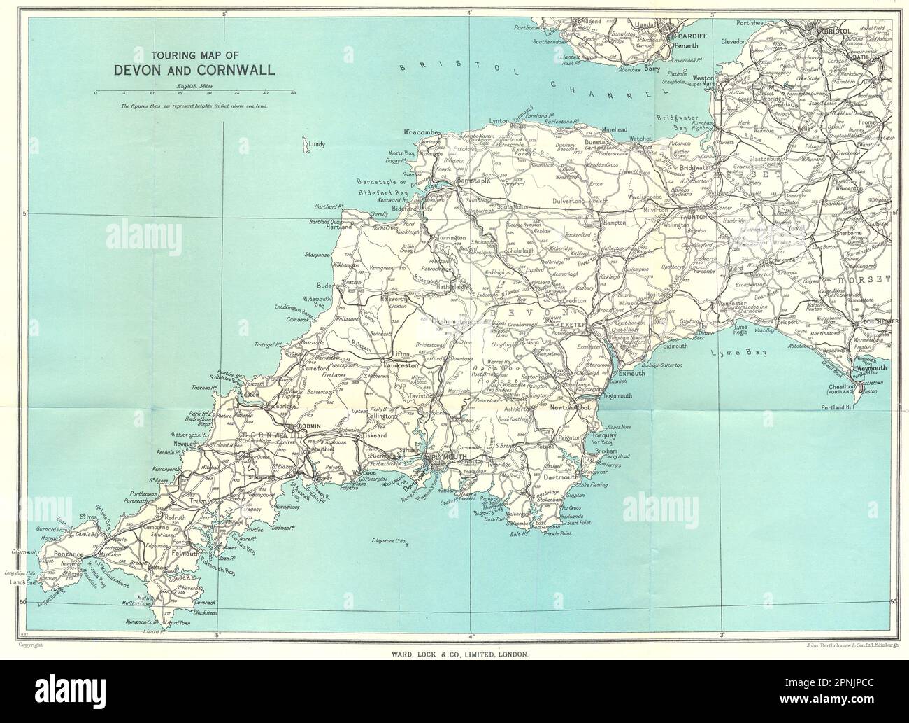 ANGLETERRE DU SUD-OUEST. Carte de visite du Devon et de Cornwall. SERRURE DE QUARTIER 1952 ancienne Banque D'Images