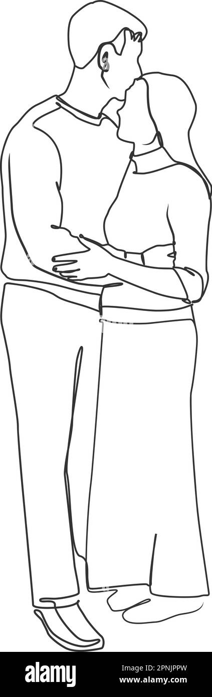 Homme femme silhouettes art poster, amour minimal carte de voeux. Un raccord de conduite. Illustration vectorielle Illustration de Vecteur