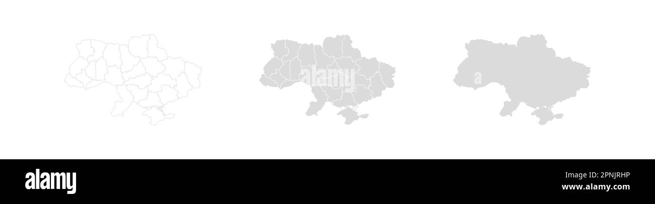 Carte de l'Ukraine définie avec les régions. Contour du pays d'Europe, illustration de l'icône vectorielle Illustration de Vecteur