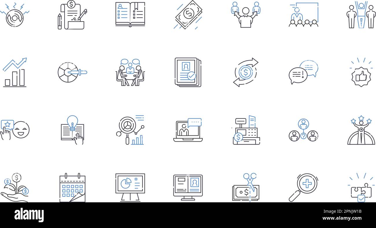 Collection d'icônes de ligne de développement communautaire. Autonomisation, collaboration, diversité, inclusivité, durabilité, Engagement, vecteur de plaidoyer et Illustration de Vecteur