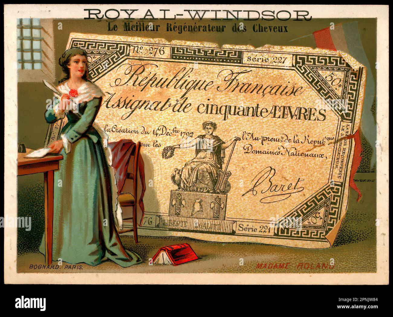 Madame Roland - Vintage French Tradecard, époque Belle Epoque Banque D'Images