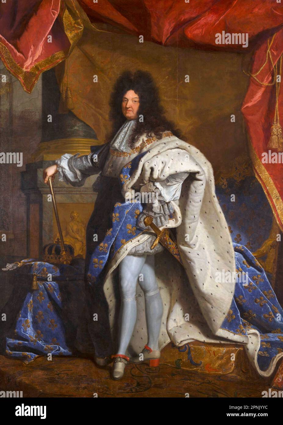 Louis XIV Portrait du roi Louis XIV de France (1638-1715) par Hyacinthe Rigaud (1659-1743), huile sur toile, 1702 Banque D'Images
