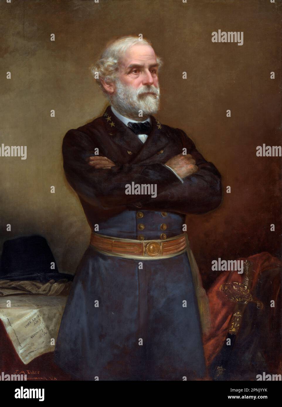 Robert E Lee (1807-1870), portrait du général confédéré, Robert Edward Lee, de John Adams Elder, huile sur toile, 1876 Banque D'Images