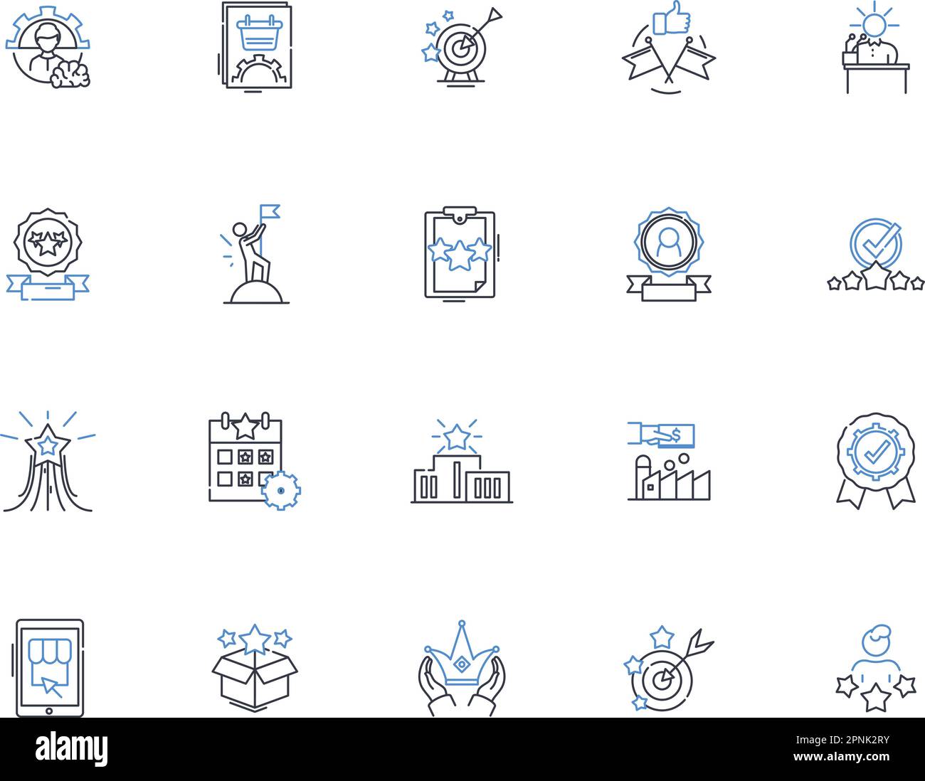 Collection d'icônes de la ligne des médailles. Réalisation, honneur, reconnaissance, triomphe, victoire, Commémoration, vecteur de gloire et illustration linéaire. Prestige, mérite Illustration de Vecteur
