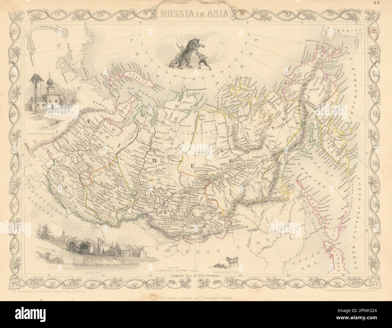 La RUSSIE EN ASIE. Les districts des régions de l'Oural en Sibérie.Extrême-Orient. RAPKIN TALLIS/1851 map Banque D'Images