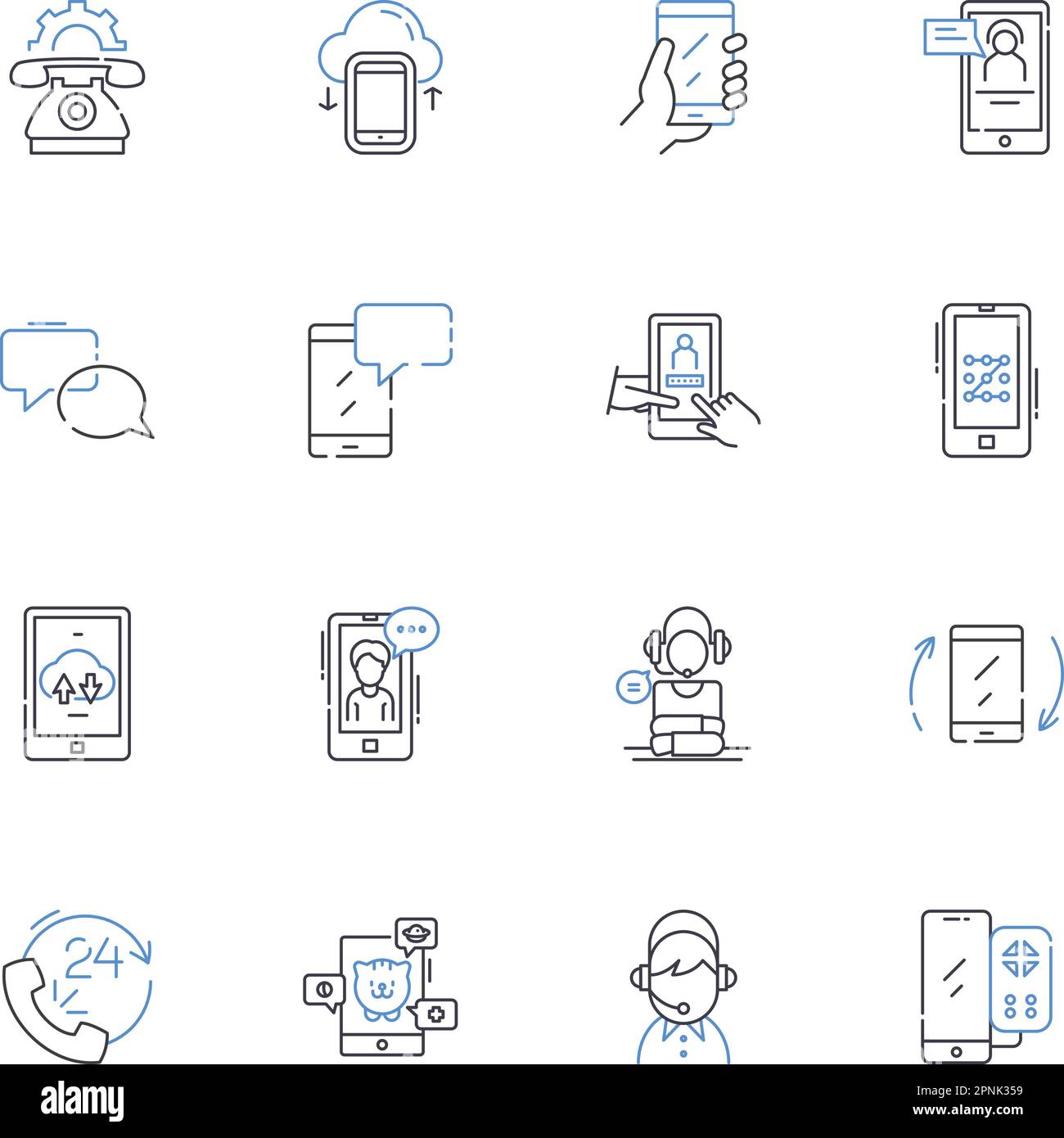 Collection d'icônes de ligne Android. Jellybean, Oreo, Marshmallow, KitKat, Lollipop, Nougat, vecteur de pixels et illustration linéaire. Galaxy, APK, enracinement Illustration de Vecteur