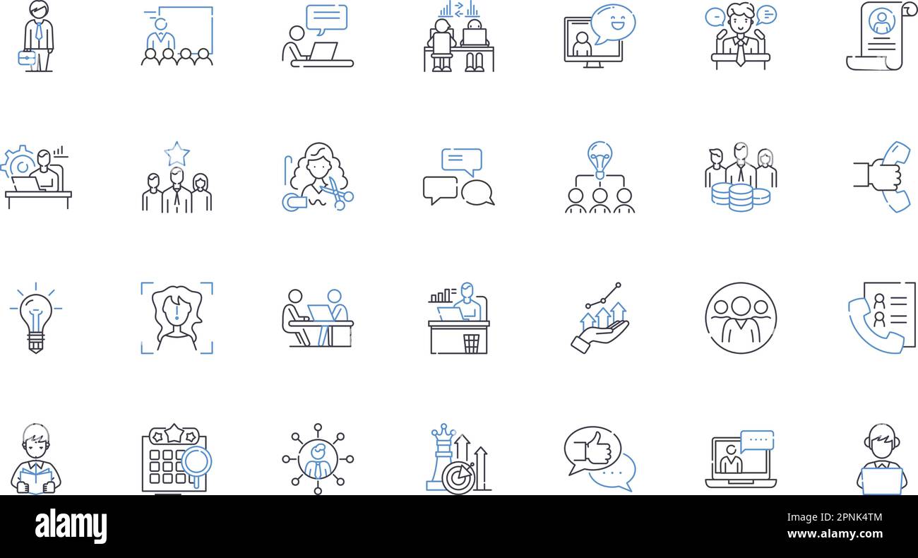 Collection d'icônes de ligne de procédure de travail. Processus, Protocole, opérations, système, flux de travail, Exécution, vecteur d'implémentation et illustration linéaire Illustration de Vecteur