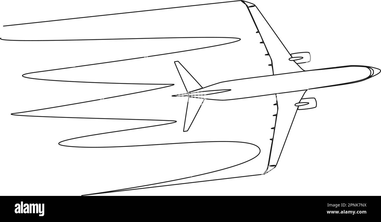 dessin continu d'une seule ligne d'un avion commercial, illustration vectorielle d'art de ligne de jetliner Illustration de Vecteur