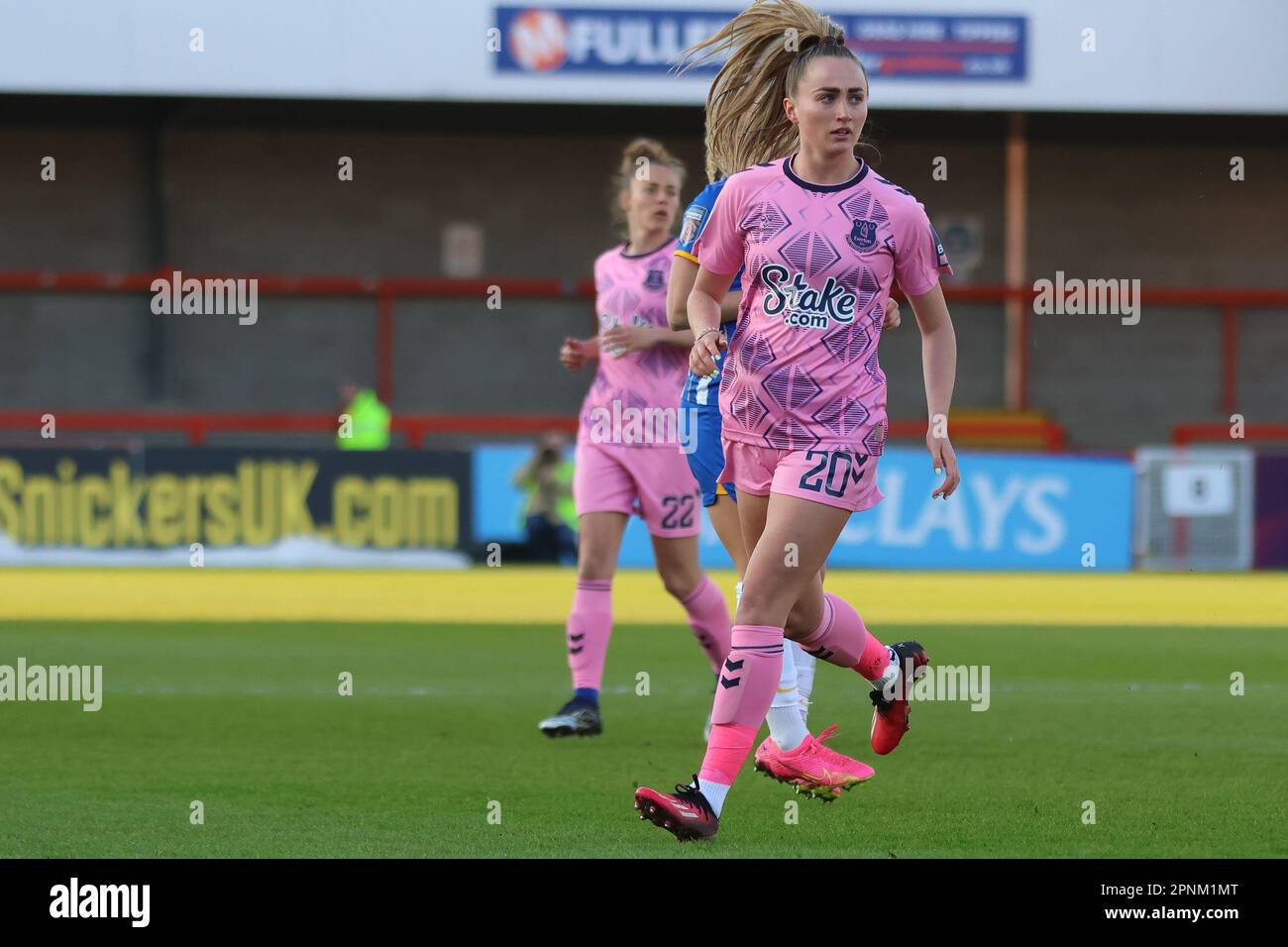 Stade Broadfield, Crawley, Royaume-Uni. 19th avril 2023. Megan Finnigan (20, Everton) lors d'un match de la Barclays Women's Super League le 19 avril 2023, entre Brighton & Hove Albion et Everton Women au Broadfield Stadium, Crawley, Royaume-Uni (Bettina Weissensteiner/SPP) Credit: SPP Sport Press photo. /Alamy Live News Banque D'Images