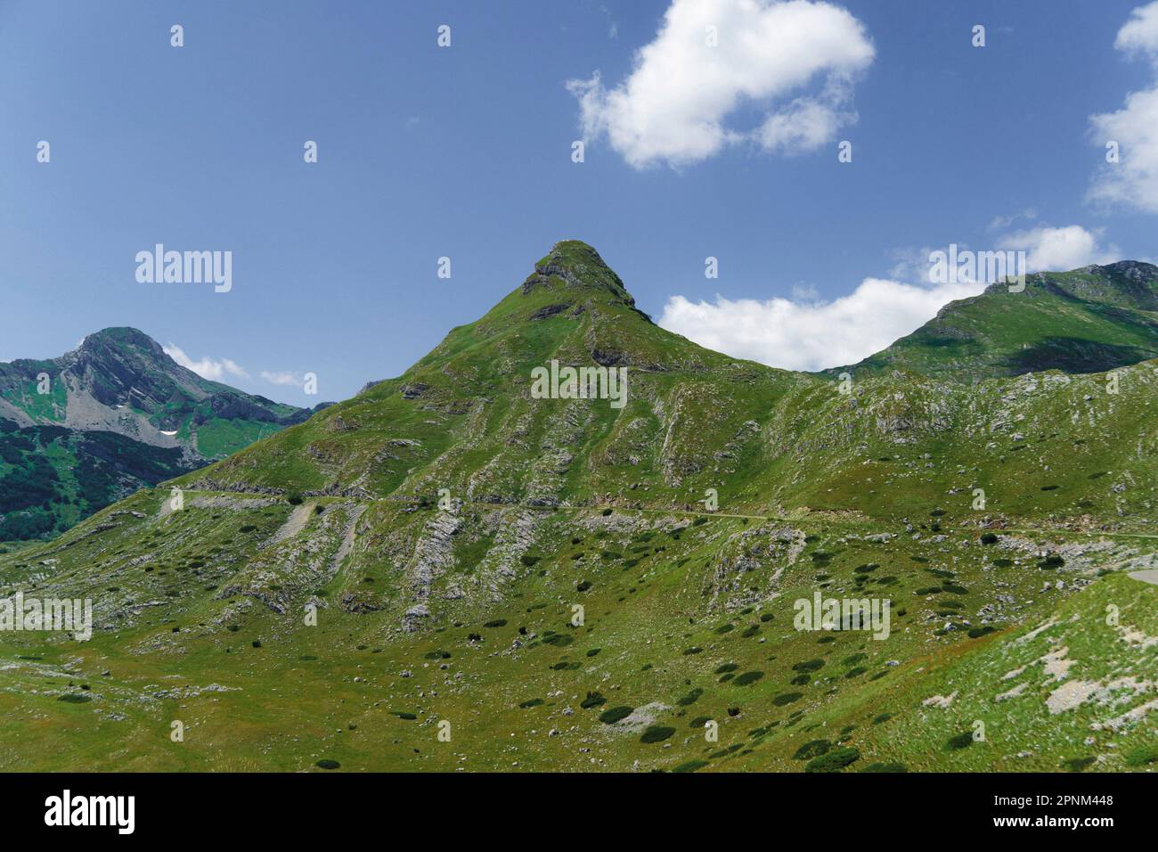 Monténégro. Parc national de Durmitor. Passage en selle. Prairies alpines. Paysage de montagne. Site touristique populaire Banque D'Images