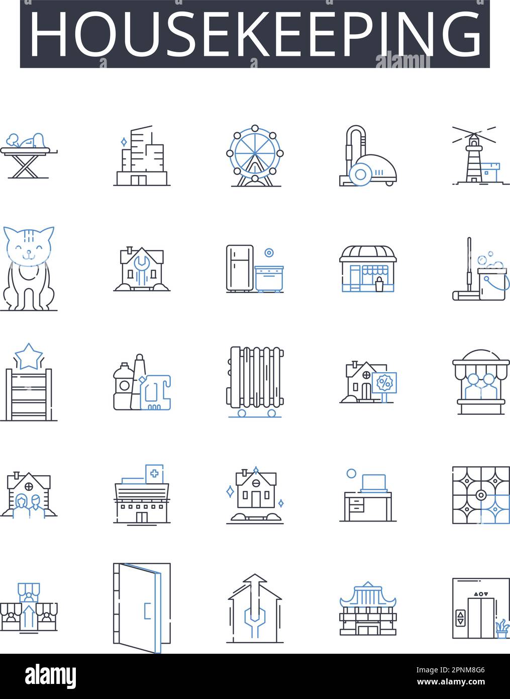 Collection d'icônes de la ligne d'entretien ménager. Prospection, génération de prospects, entonnoir des ventes, conversion, sensibilisation, Pipeline, vecteur d'acquisition et linéaire Illustration de Vecteur