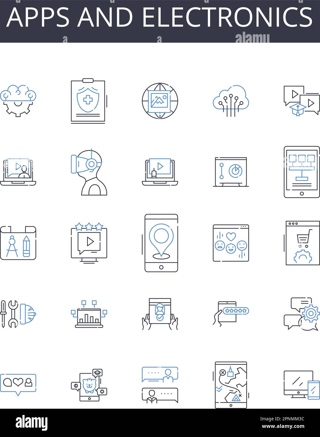 Collection d'icônes de la gamme applications et électronique. Boxe, MMA, Wrestling, judo, Kickboxing, Muay Thai, vecteur de karaté et illustration linéaire. Taekwondo, Krav Illustration de Vecteur