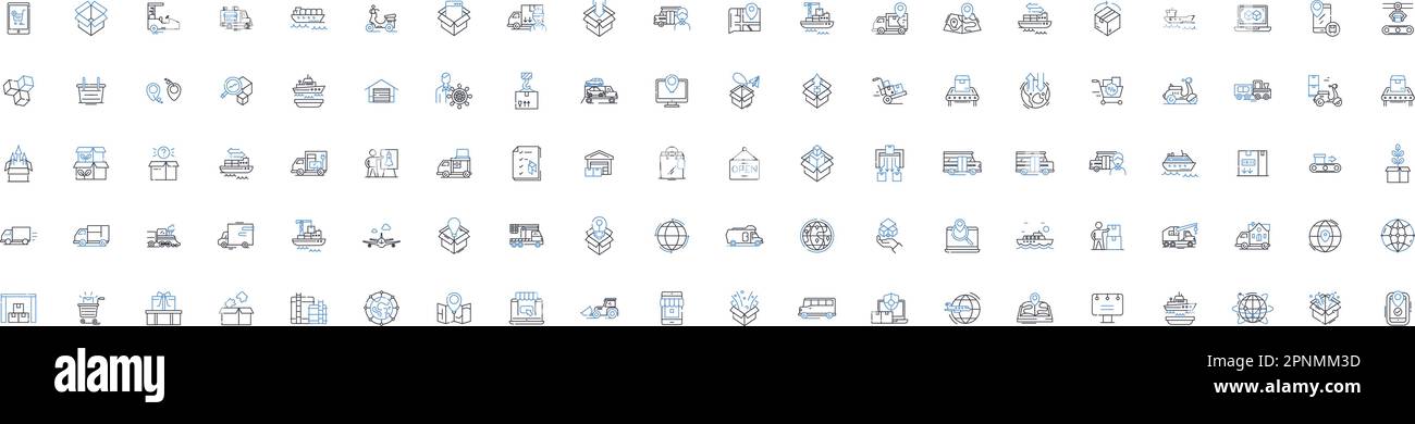Collection d'icônes de ligne de chaîne de valeur. Efficacité, flux, optimisation, processus, élimination, Intégration, vecteur de projection et illustration linéaire Illustration de Vecteur