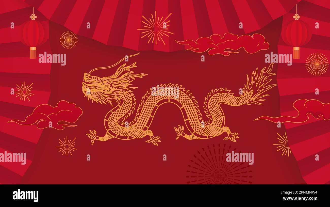 Affiche de fond pour l'année du Dragon en Chine Illustration de Vecteur