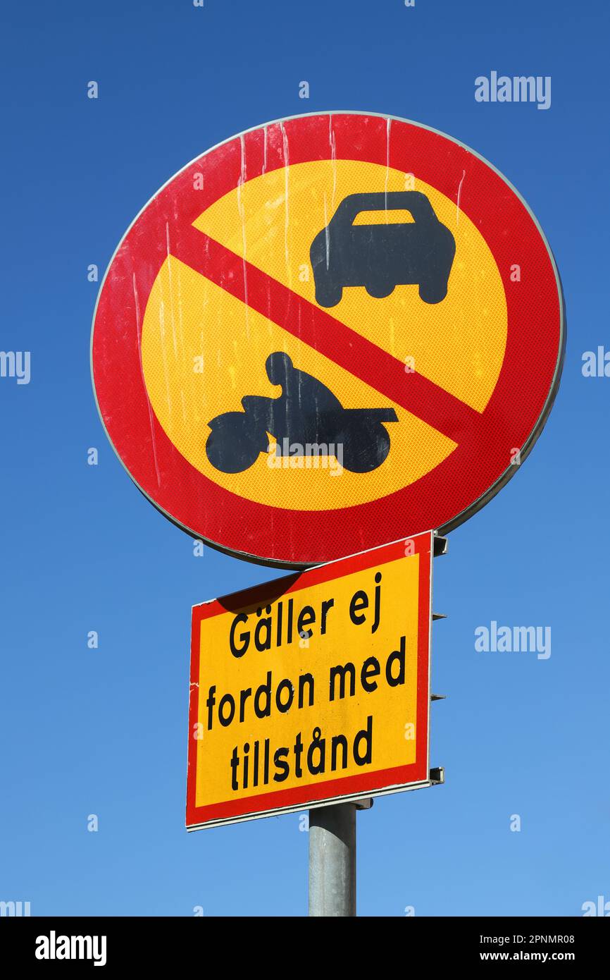 Véhicules automobiles interdits pour les véhicules munis d'un permis. Banque D'Images