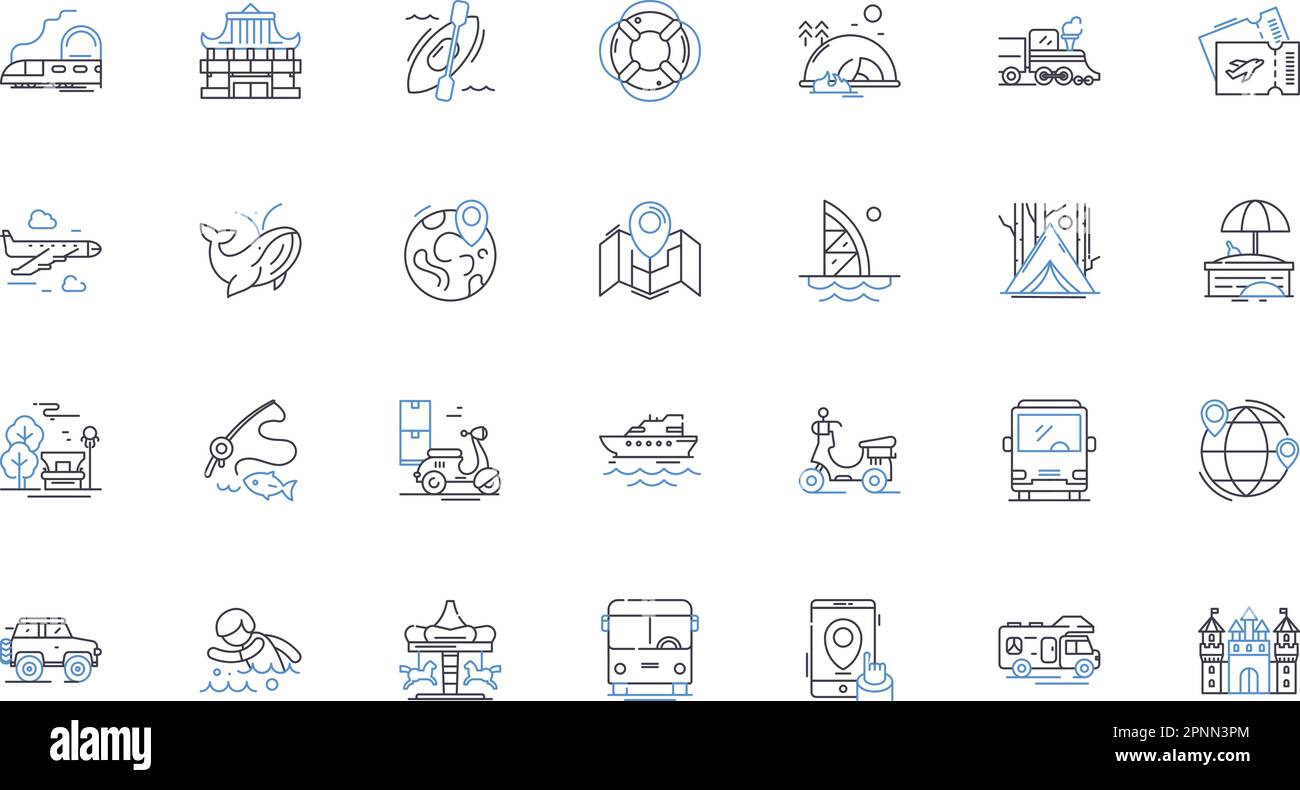 Collection d'icônes de ligne d'âmes péripatétiques. Wanderlust, nomade, libre-esprit, Drifters, Explorers, Itinérance, vecteur aventuriers et illustration linéaire Illustration de Vecteur