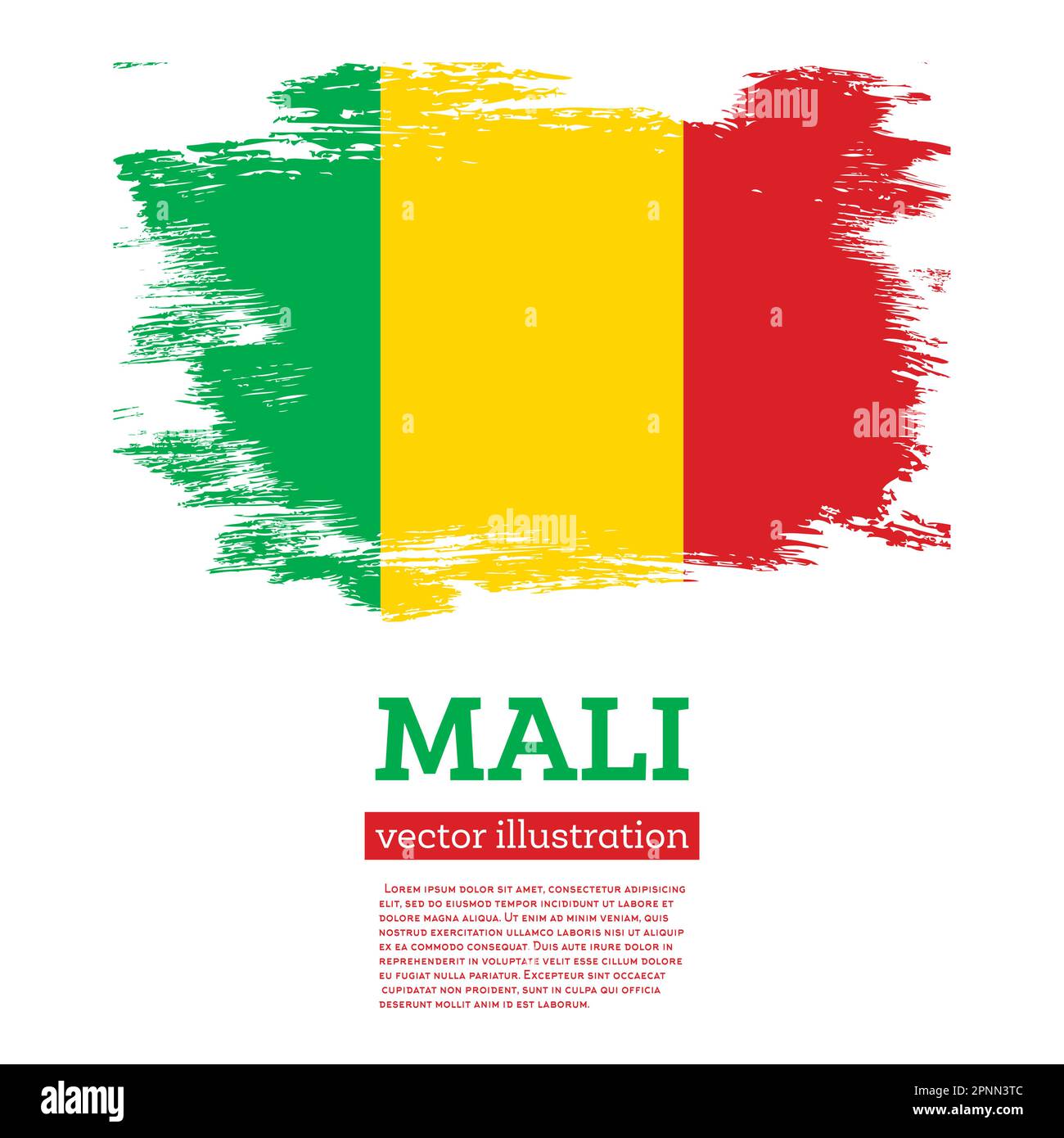 Drapeau Mali avec coups de pinceau. Illustration vectorielle. Jour de l'indépendance. Illustration de Vecteur
