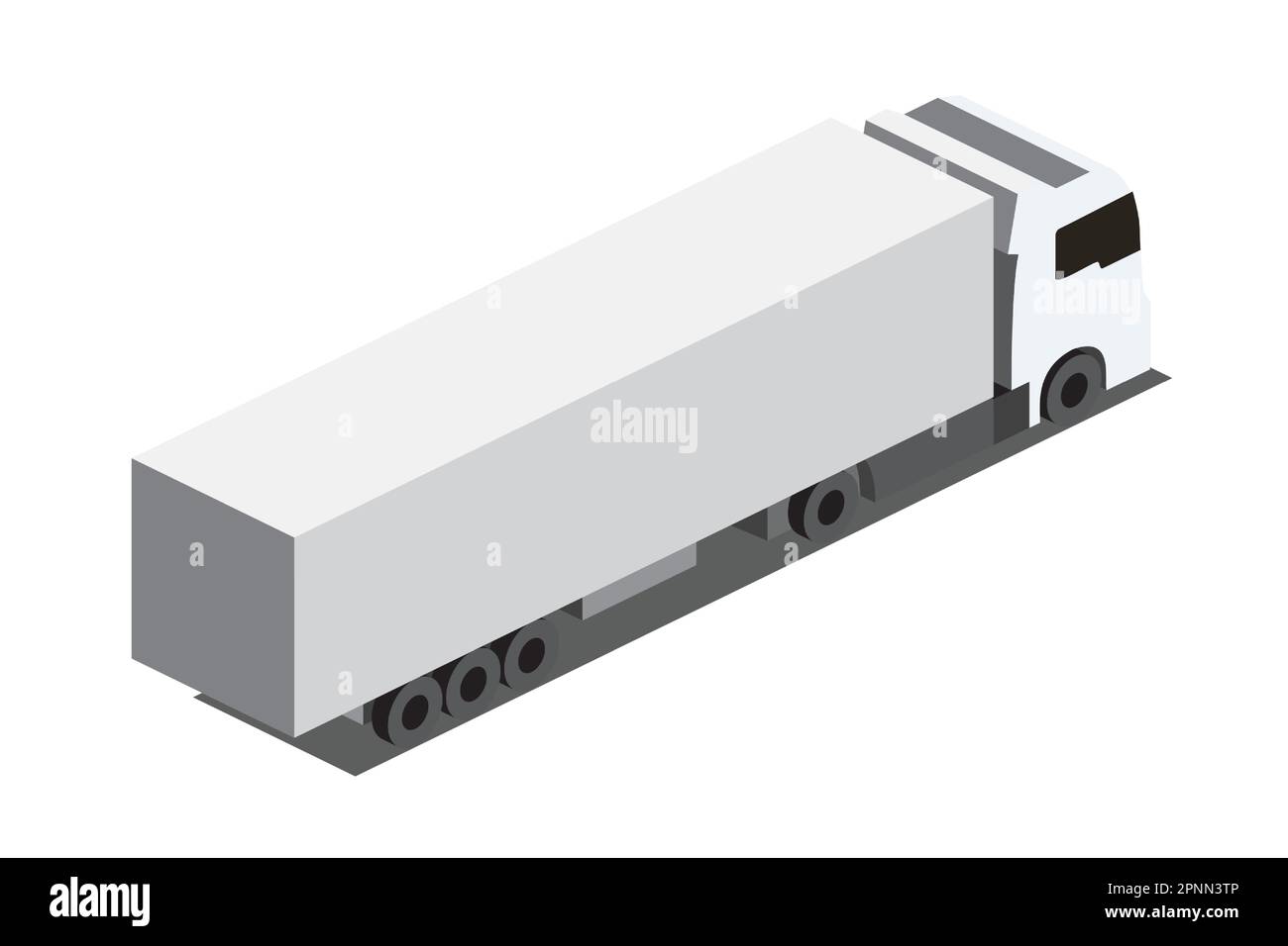 Isométrique blanc transport de camion de chargement isolé sur blanc. Vue arrière. Illustration vectorielle. Camion de livraison moderne. Voiture pour le chariot. Illustration de Vecteur