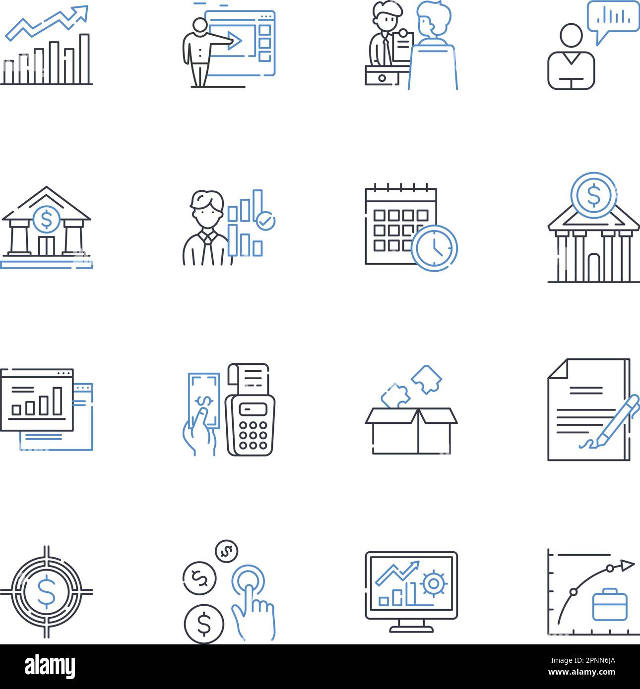 Collection d'icônes de ligne de prévision financière. Projection, estimation, prévision, prévision, analyse, Budgétisation, scénario de planification et illustration linéaire Illustration de Vecteur
