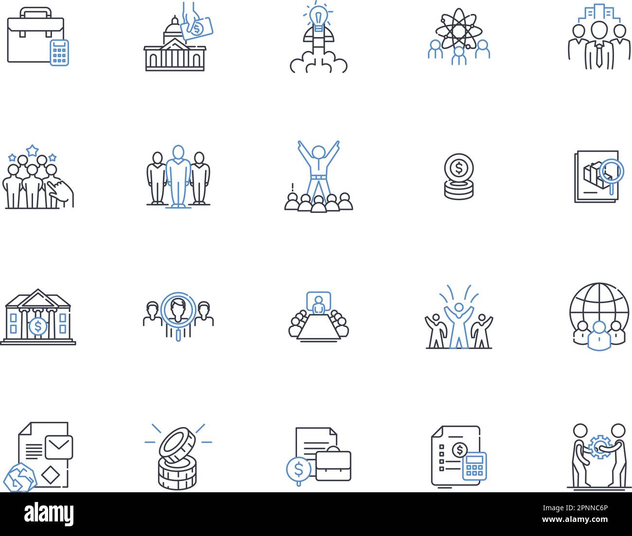 Collection Intercontinental Economy Line Icons. Mondialisation, commerce, ressources, infrastructure, investissement, Exchange, Market Vector et Linear Illustration de Vecteur