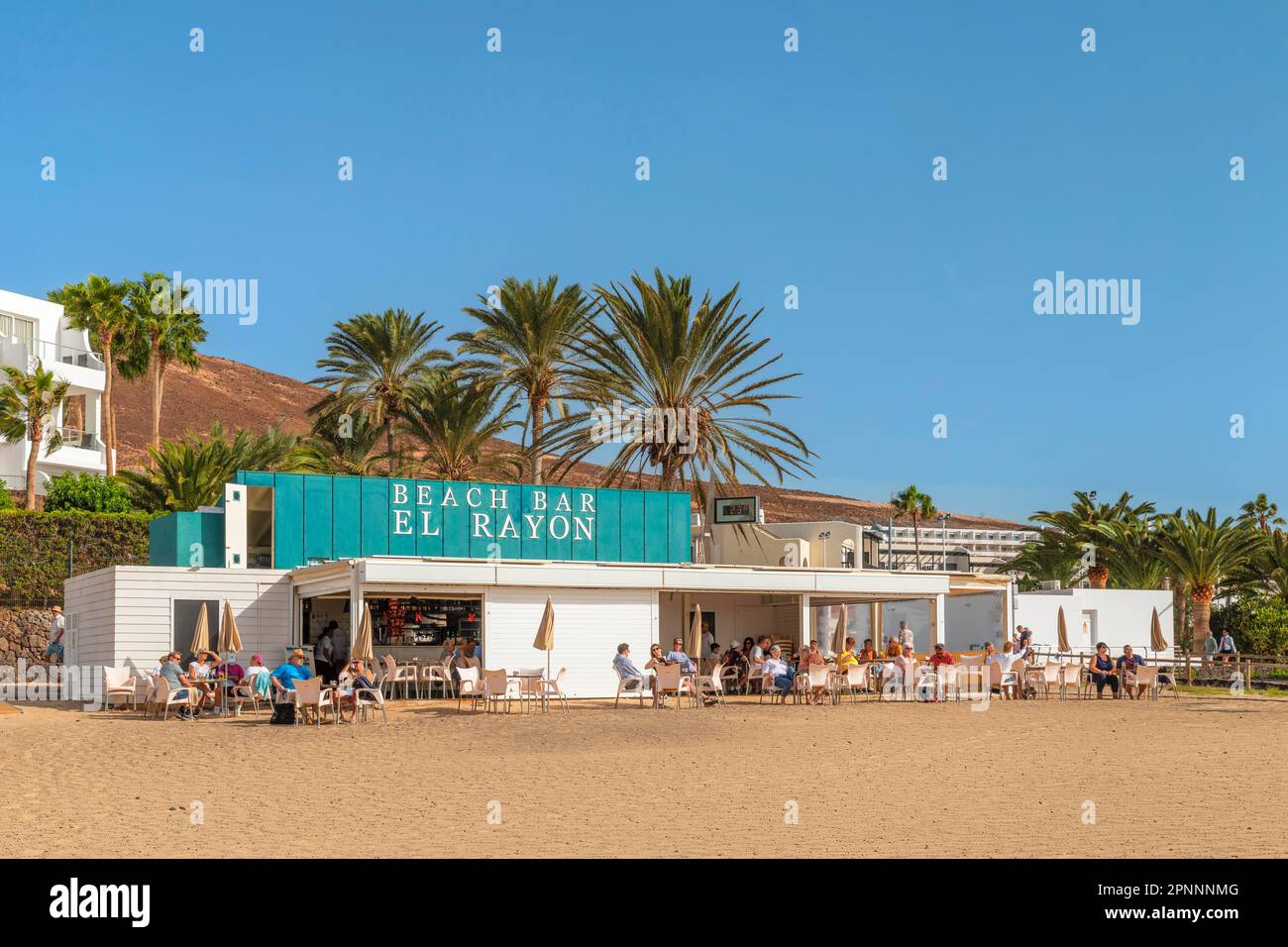 Bar de plage sur la promenade de Morro Jable, Fuerteventura, îles Canaries, Espagne, Morro Jable, Fuerteventura, Îles Canaries, Espagne Banque D'Images