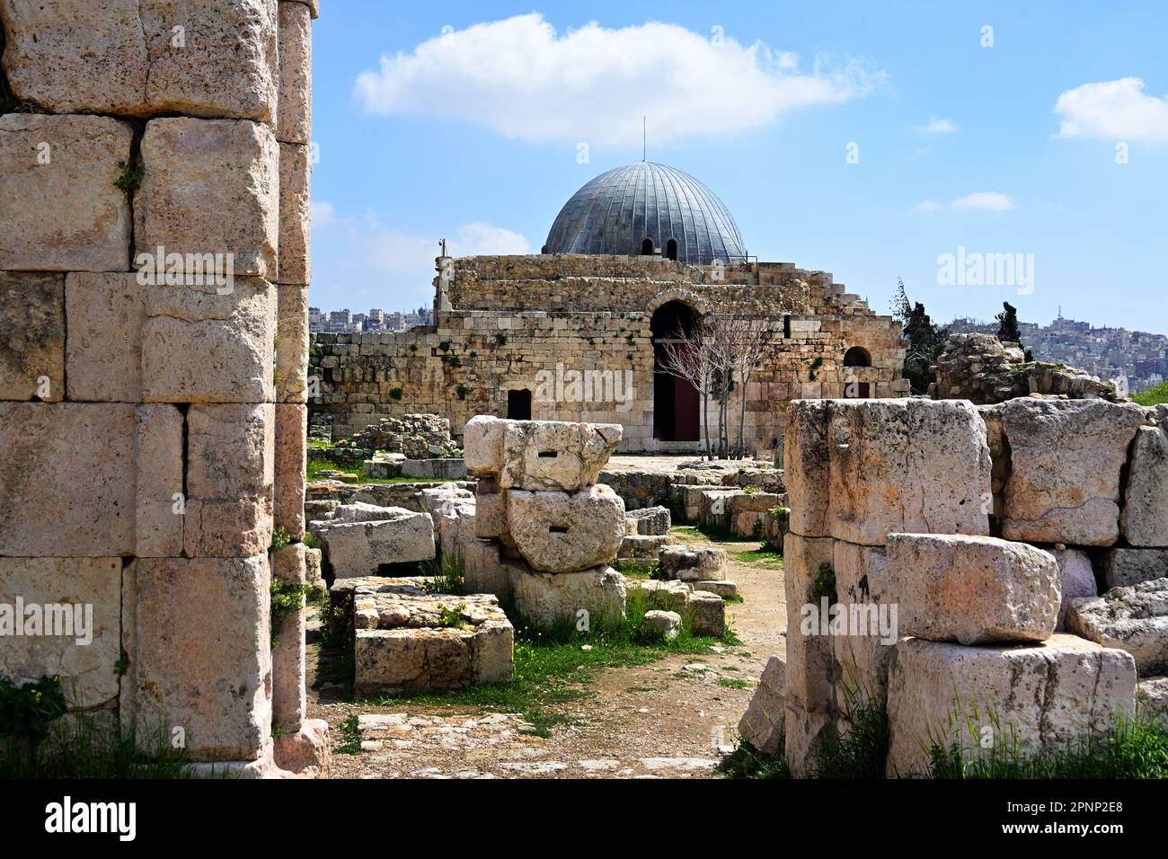 Les ruines du palais Umayyad à la Citadelle d'Amman Citadelle d'Amman. Palais Umayyad du 8th siècle Jordan Umayyad Palace, un grand complexe palatial dans le Banque D'Images