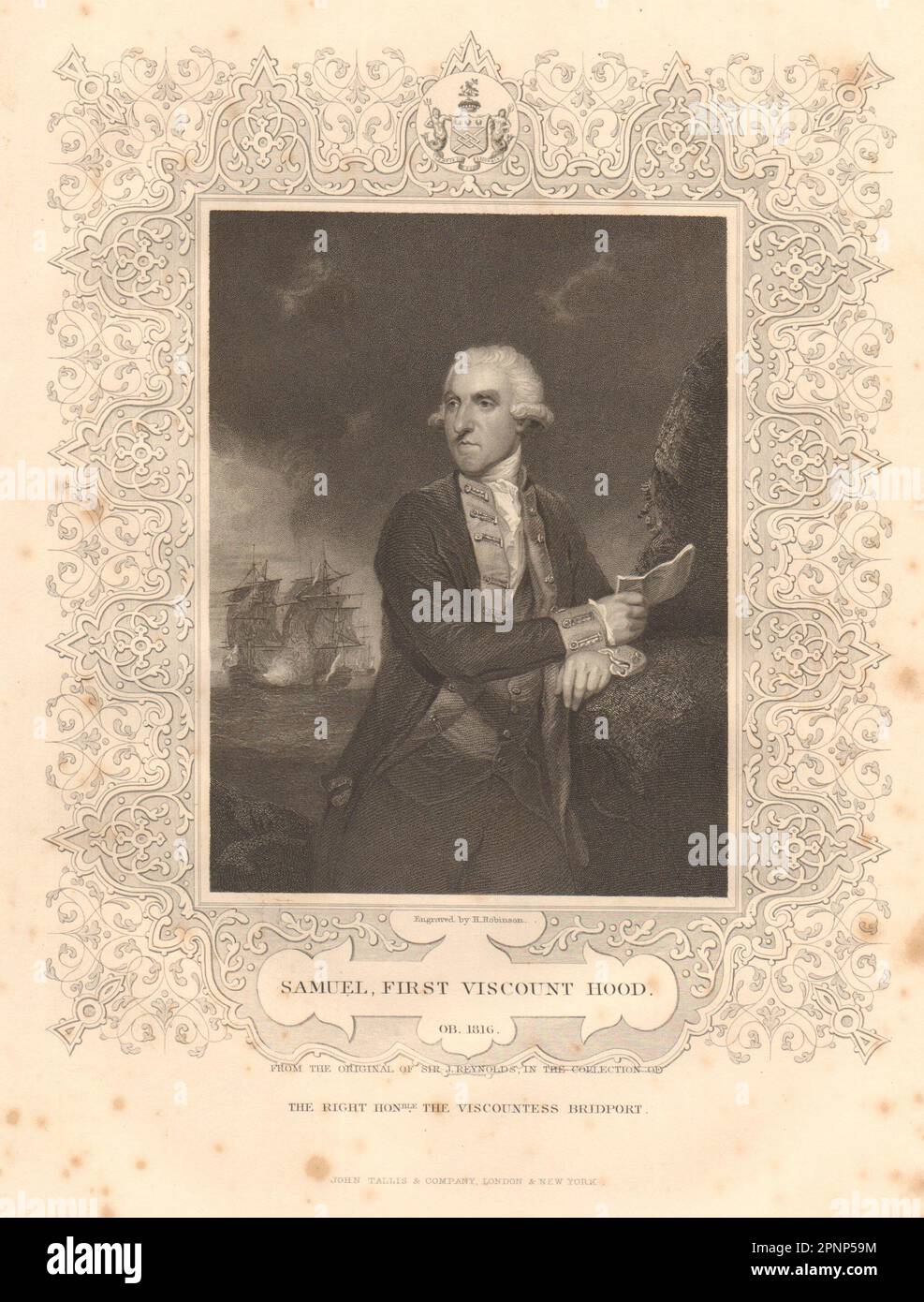 HISTOIRE BRITANNIQUE. Samuel, Viscount Hood. Guerre révolutionnaire américaine. TALLIS 1849 Banque D'Images