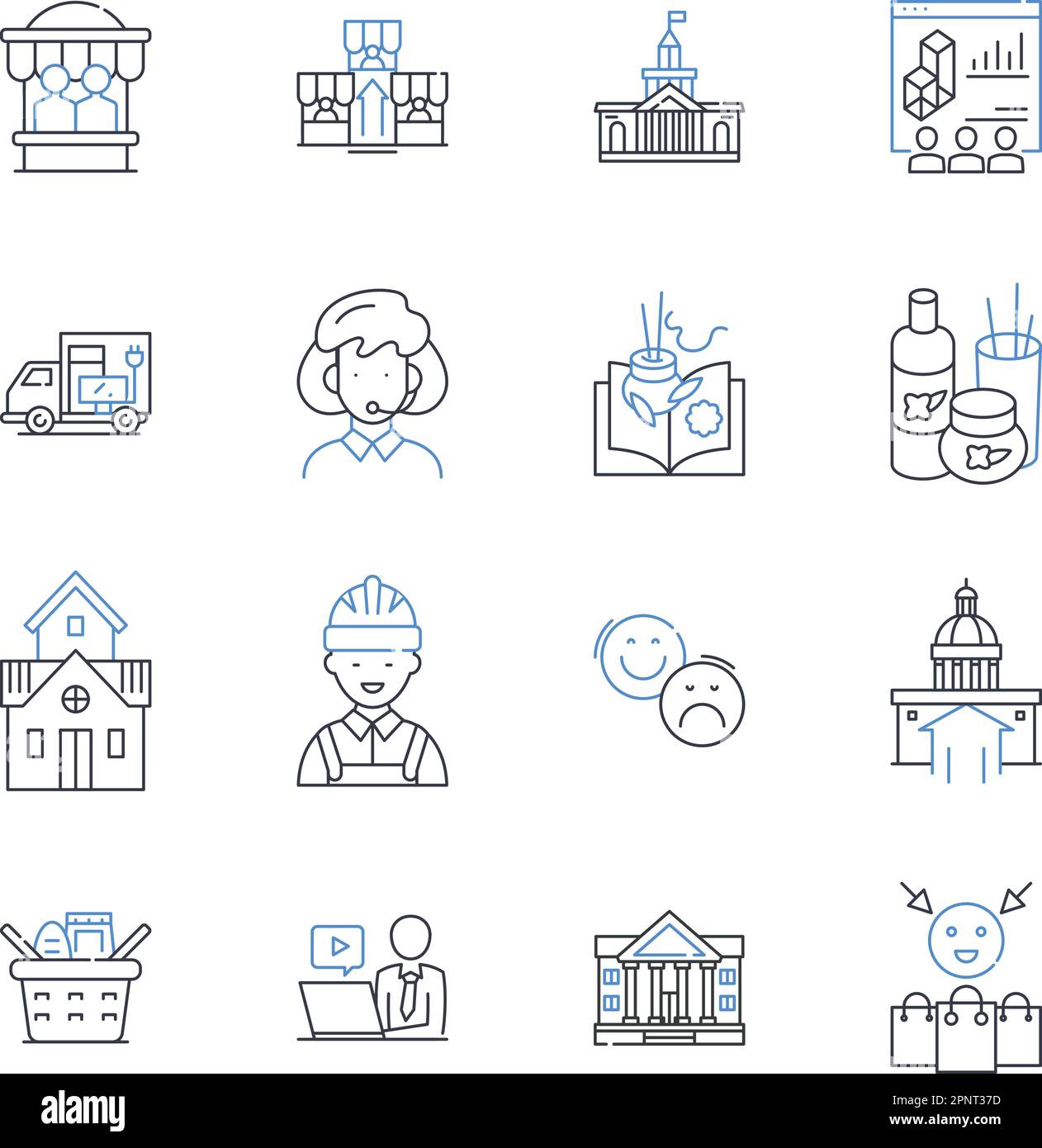 Collection d'icônes de ligne de ressources locales. Communauté, Services, opportunités, support, organisations, Assistance, connexions vecteur et linéaire Illustration de Vecteur