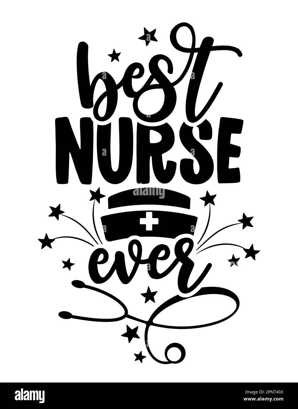 Meilleure infirmière jamais - forme stéthoscope avec texte - STOP coronavirus, docteur t-shirt. Soins infirmiers, médecin, praticien, infirmière praticienne t t t shirt design tem Illustration de Vecteur