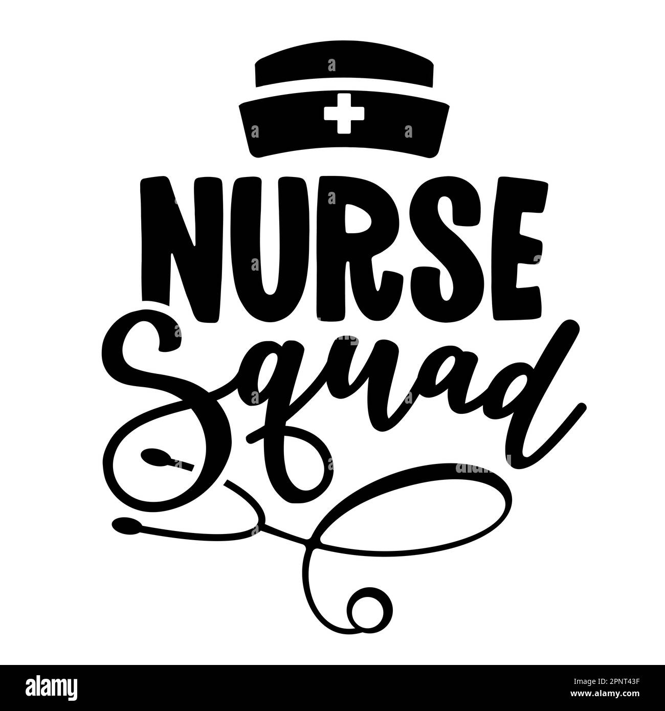 Infirmière Squad - forme stéthoscope avec texte - STOP coronavirus, t-shirt médecin. Soins infirmiers, médecin, praticien, infirmière praticienne t t chemise design templat Illustration de Vecteur