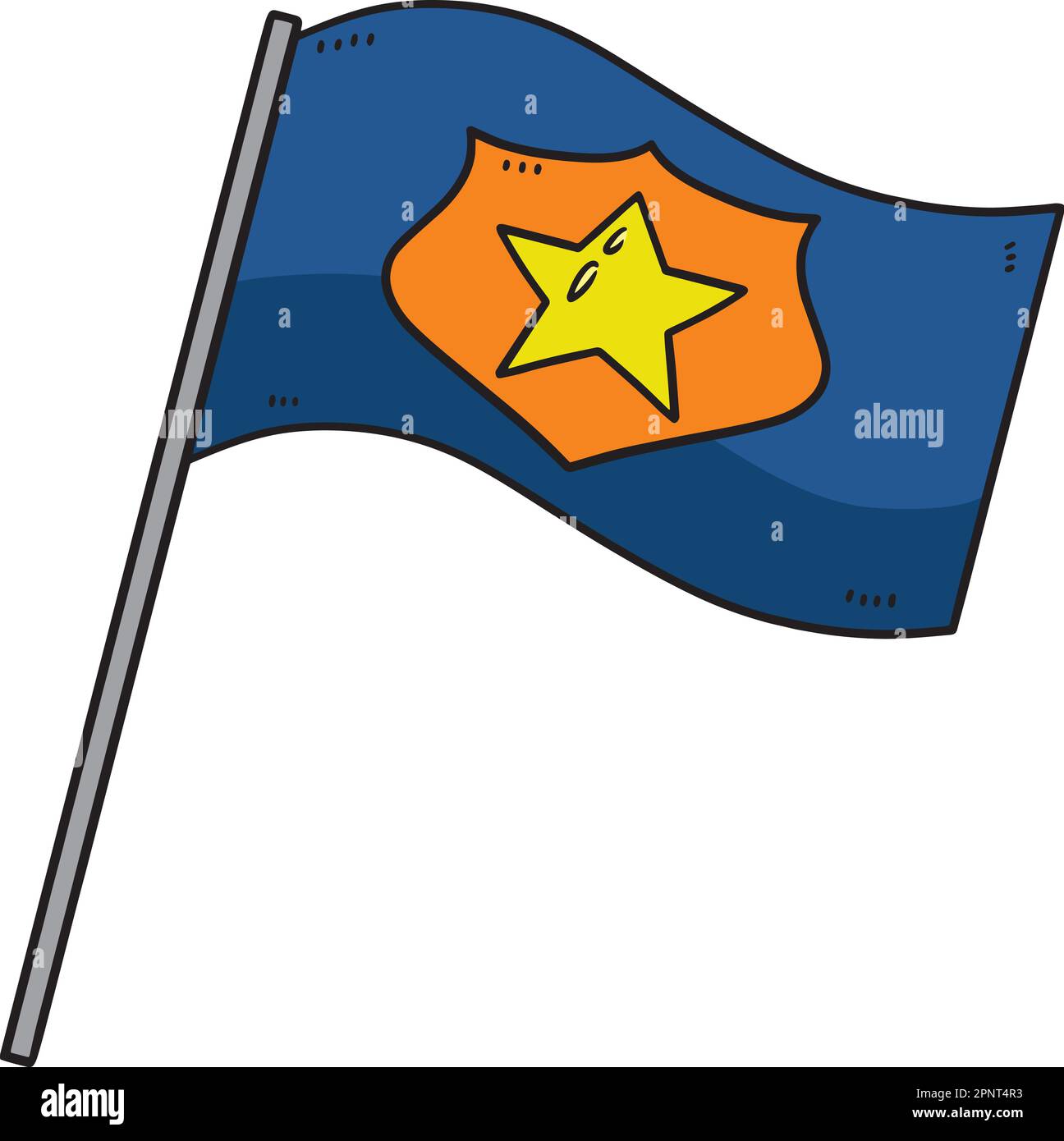 Illustration de la partie de couleur du dessin animé d'un drapeau de police Illustration de Vecteur