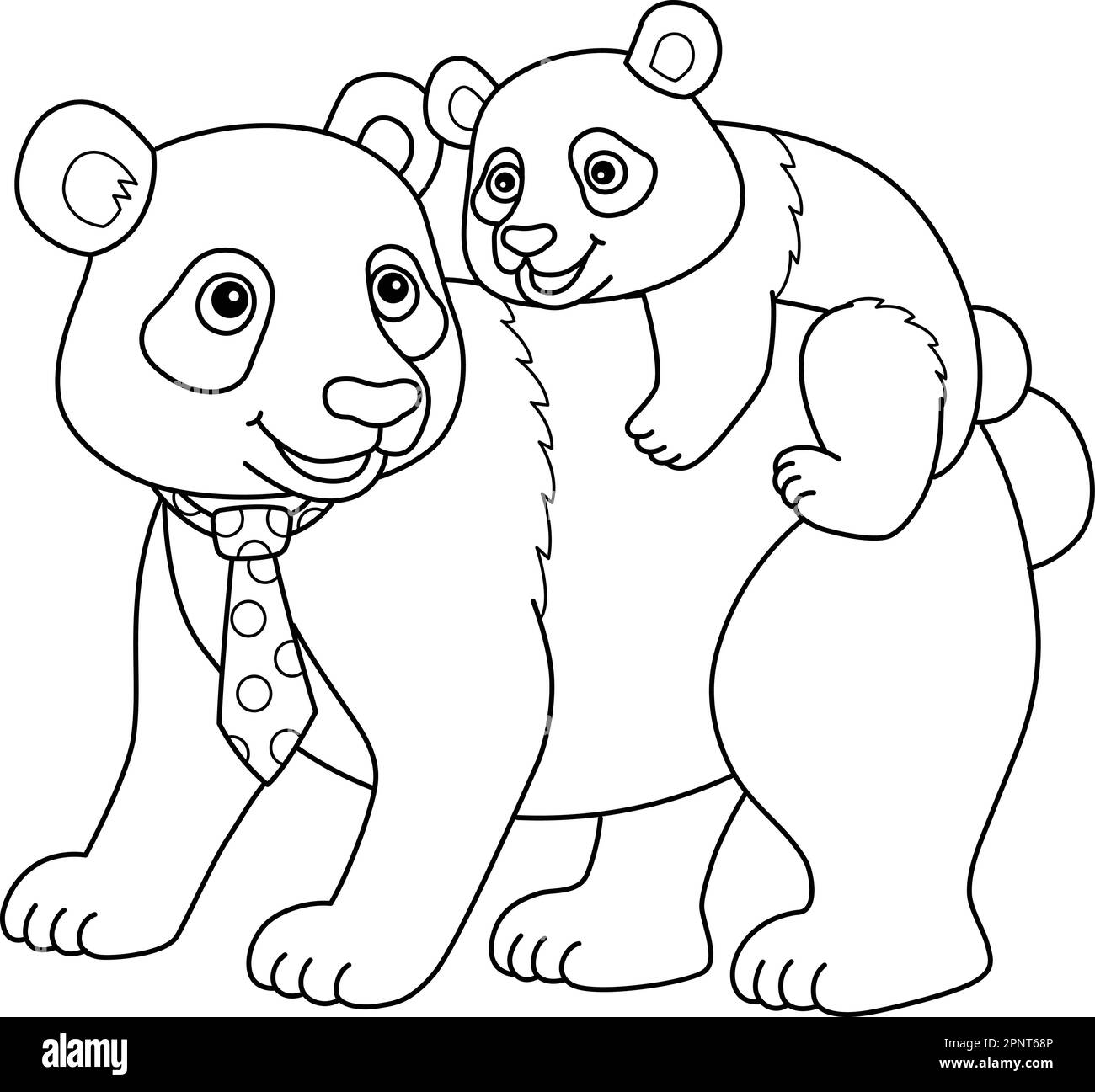Page de coloriage isolée de panda père et de panda bébé Illustration de Vecteur